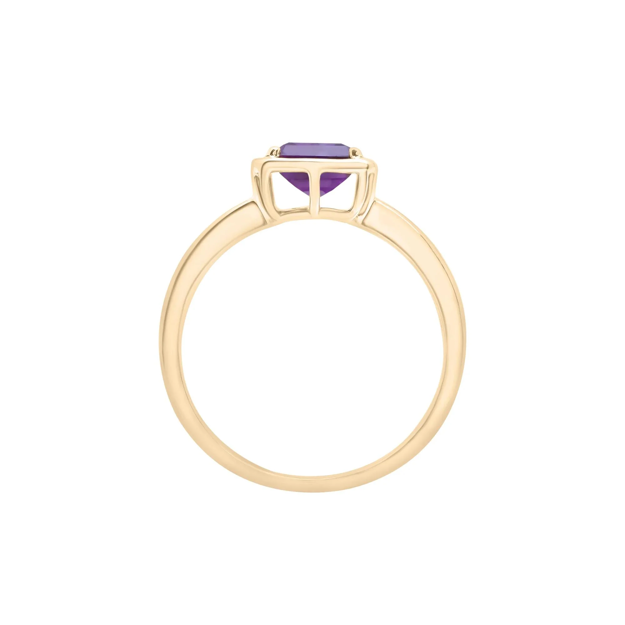 Faux-Bezel Amethyst Ring 10K Yellow Gold Size 5 1.5mm - Image 2