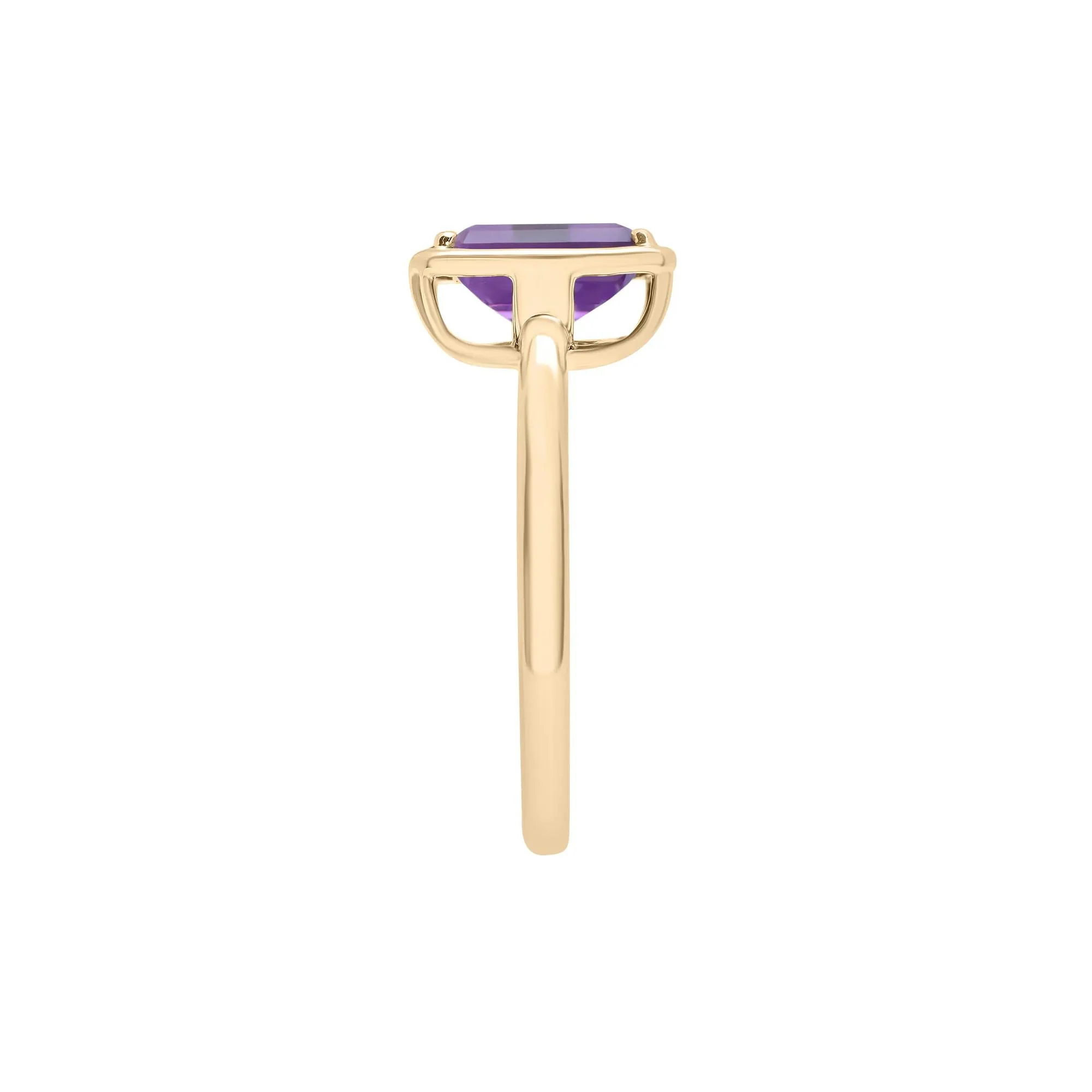 Faux-Bezel Amethyst Ring 10K Yellow Gold Size 5 1.5mm - Image 3