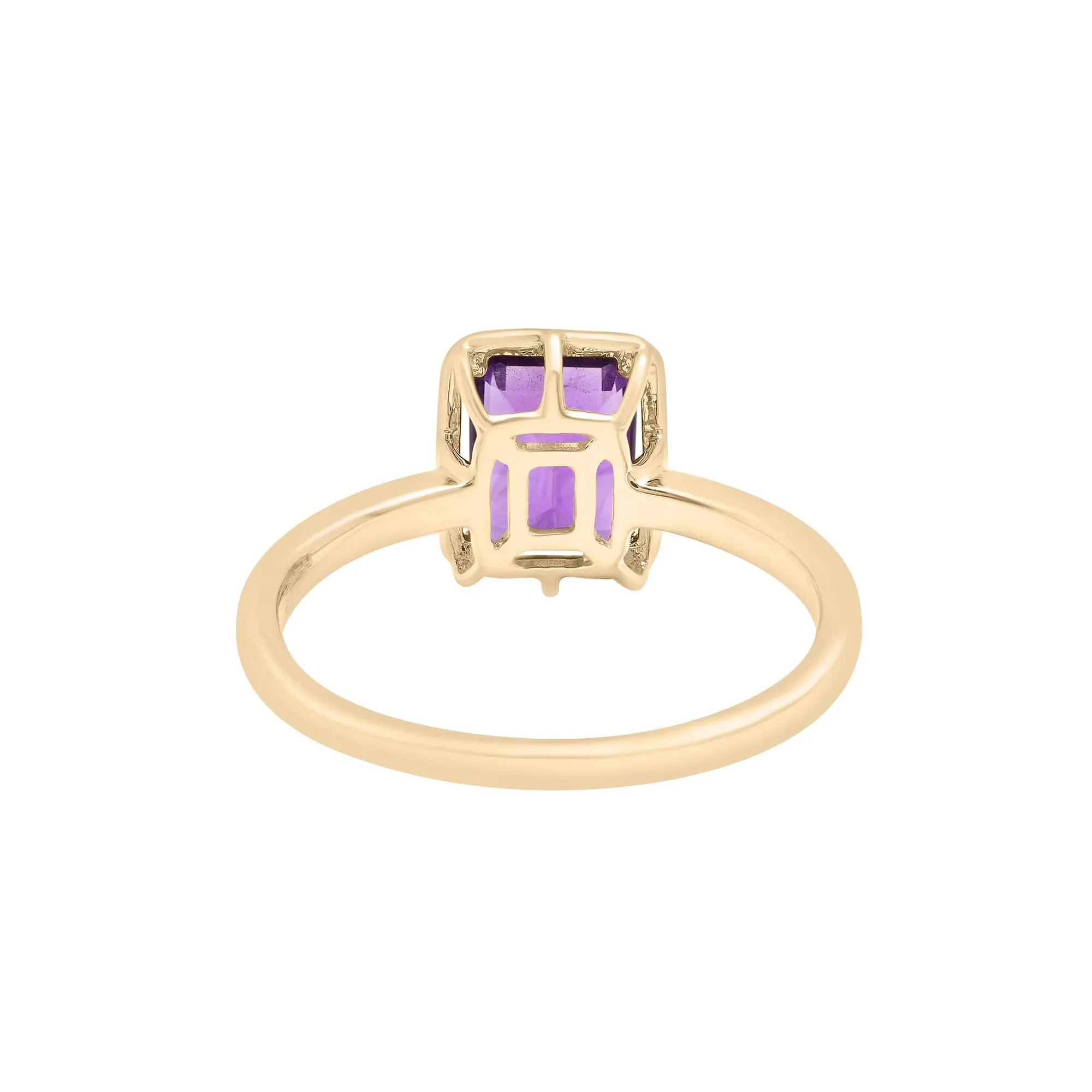 Faux-Bezel Amethyst Ring 10K Yellow Gold Size 9 1.5mm - Image 4