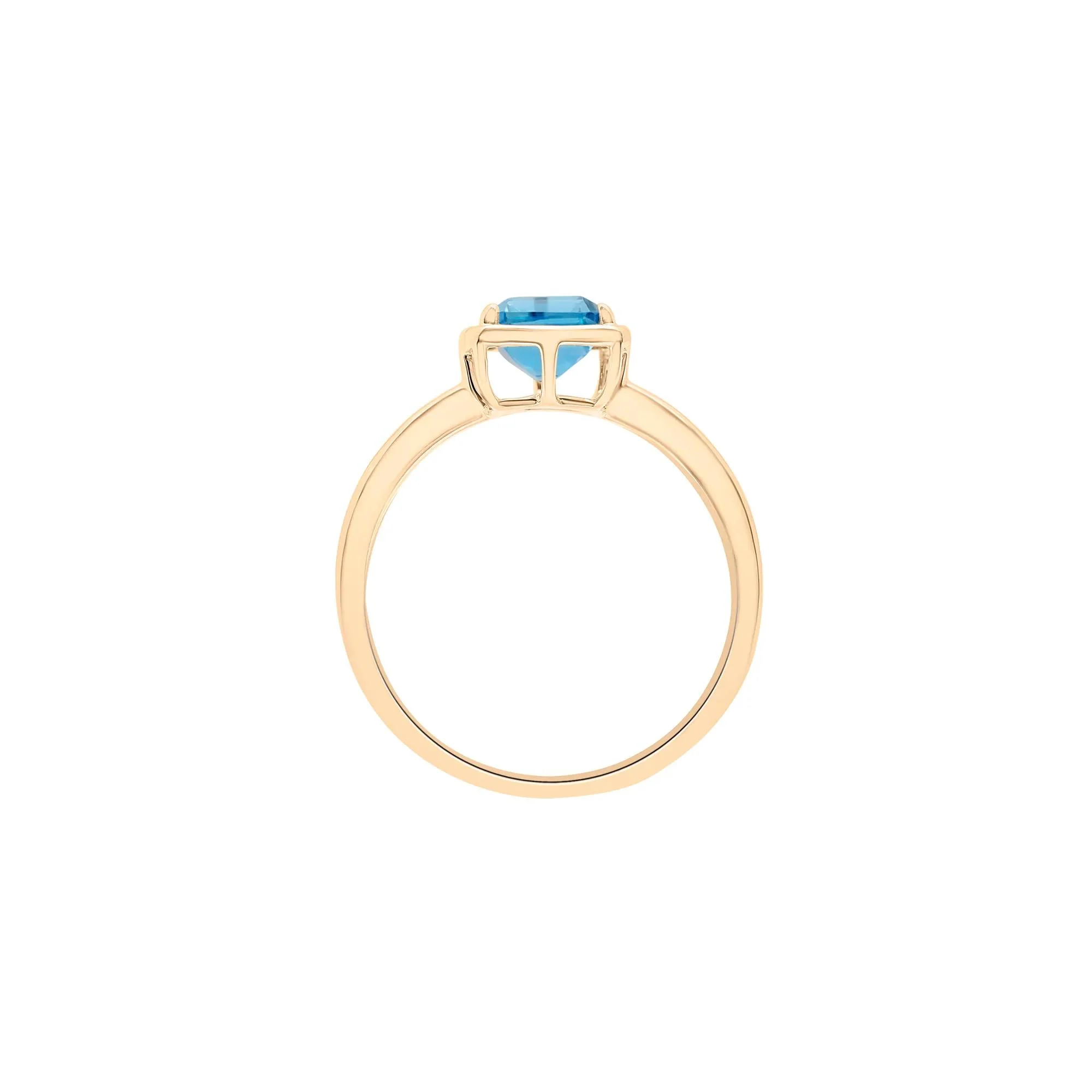 Faux-Bezel Blue Topaz Ring 10K Yellow Gold Size 5 1.5mm - Image 2