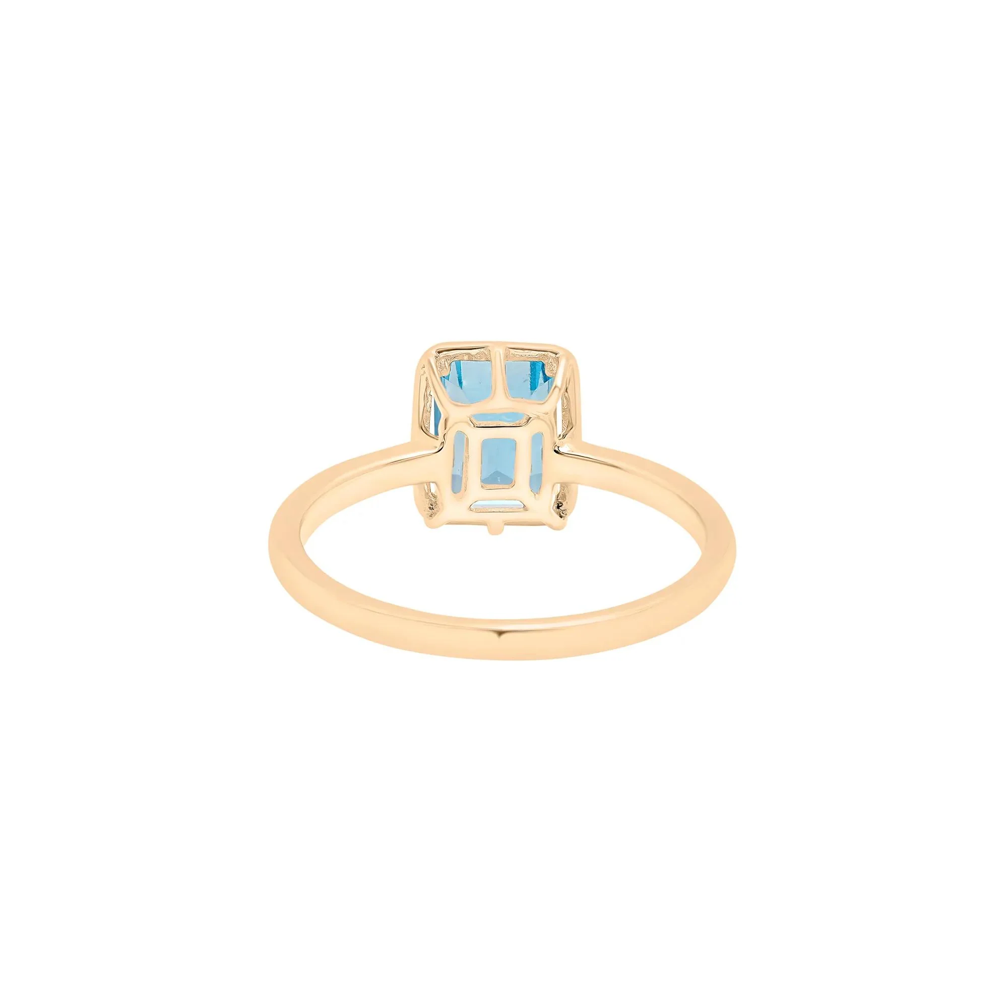 Faux-Bezel Blue Topaz Ring 10K Yellow Gold Size 5 1.5mm - Image 4