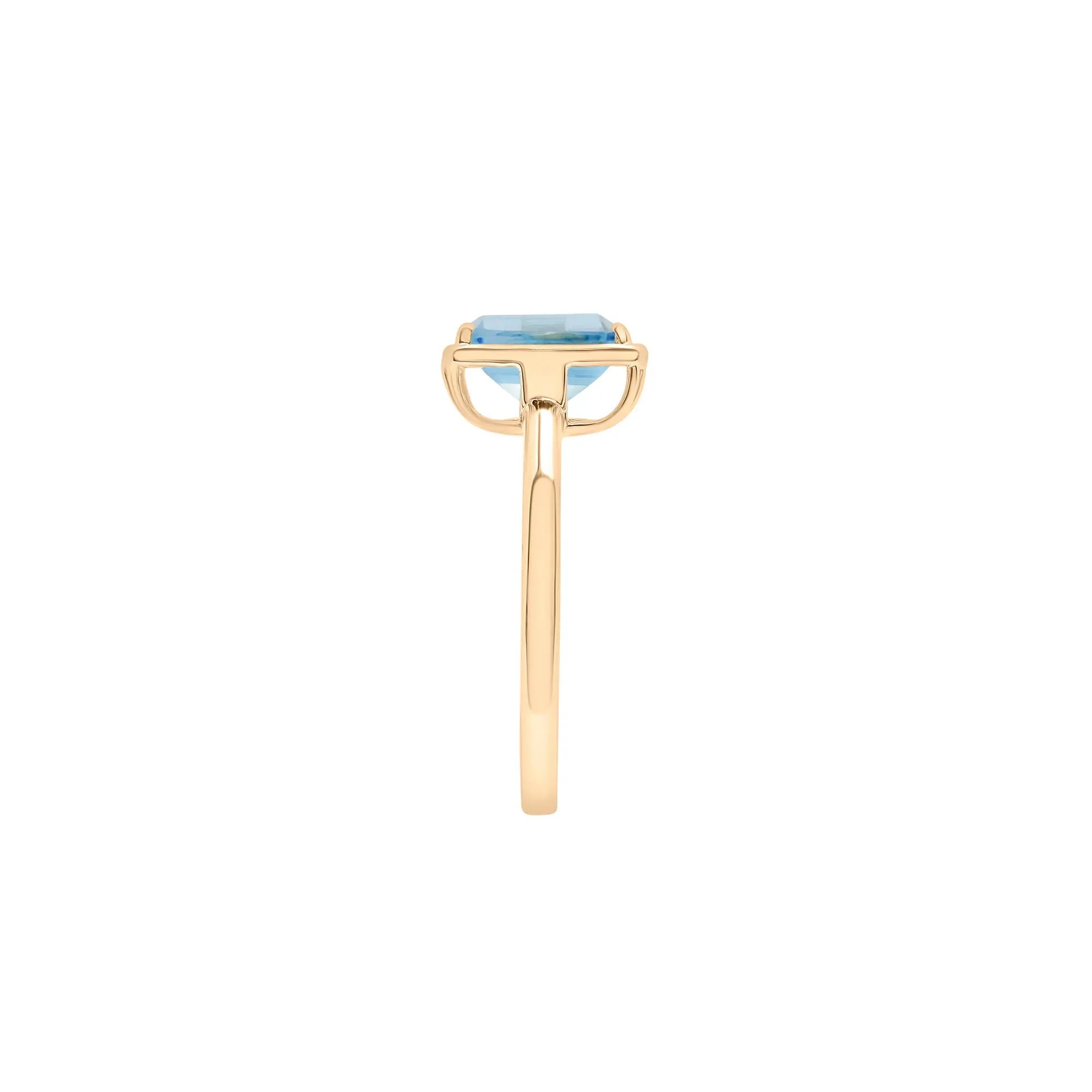 Faux-Bezel Blue Topaz Ring 10K Yellow Gold Size 6 1.5mm - Image 3