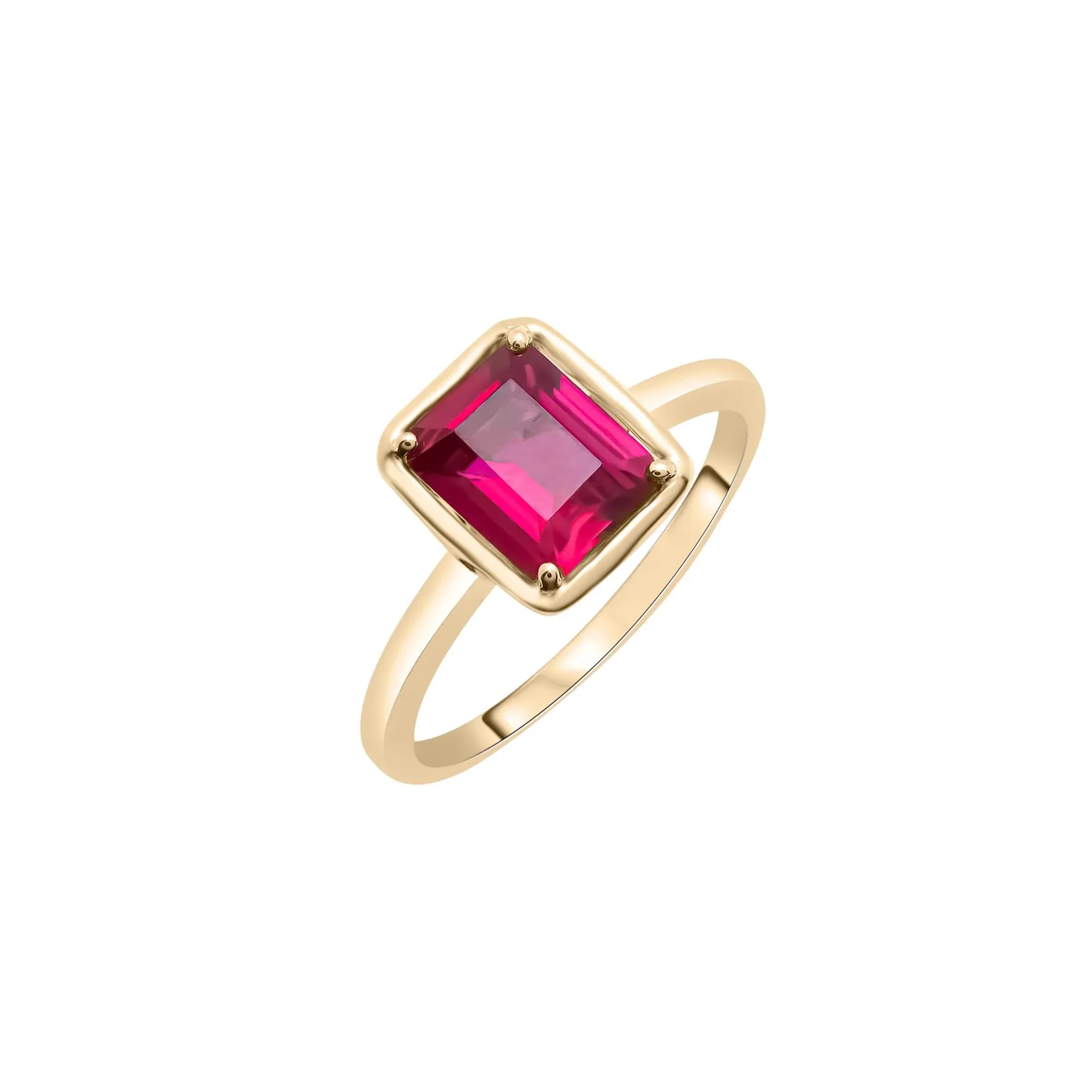 Faux-Bezel Ruby Ring 10K Yellow Gold Size 5 1.5mm - Image 5