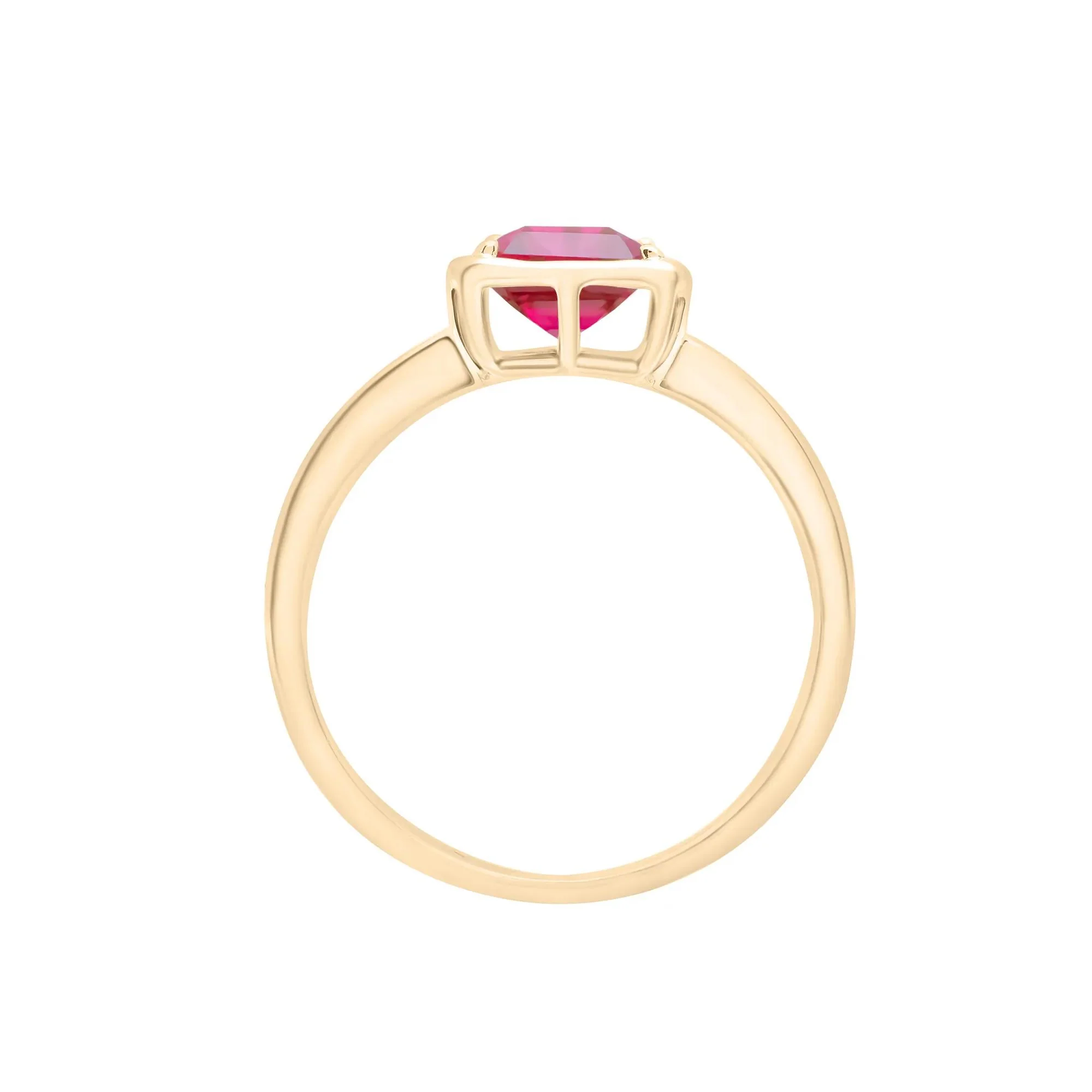 Faux-Bezel Ruby Ring 10K Yellow Gold Size 7 1.5mm - Image 2