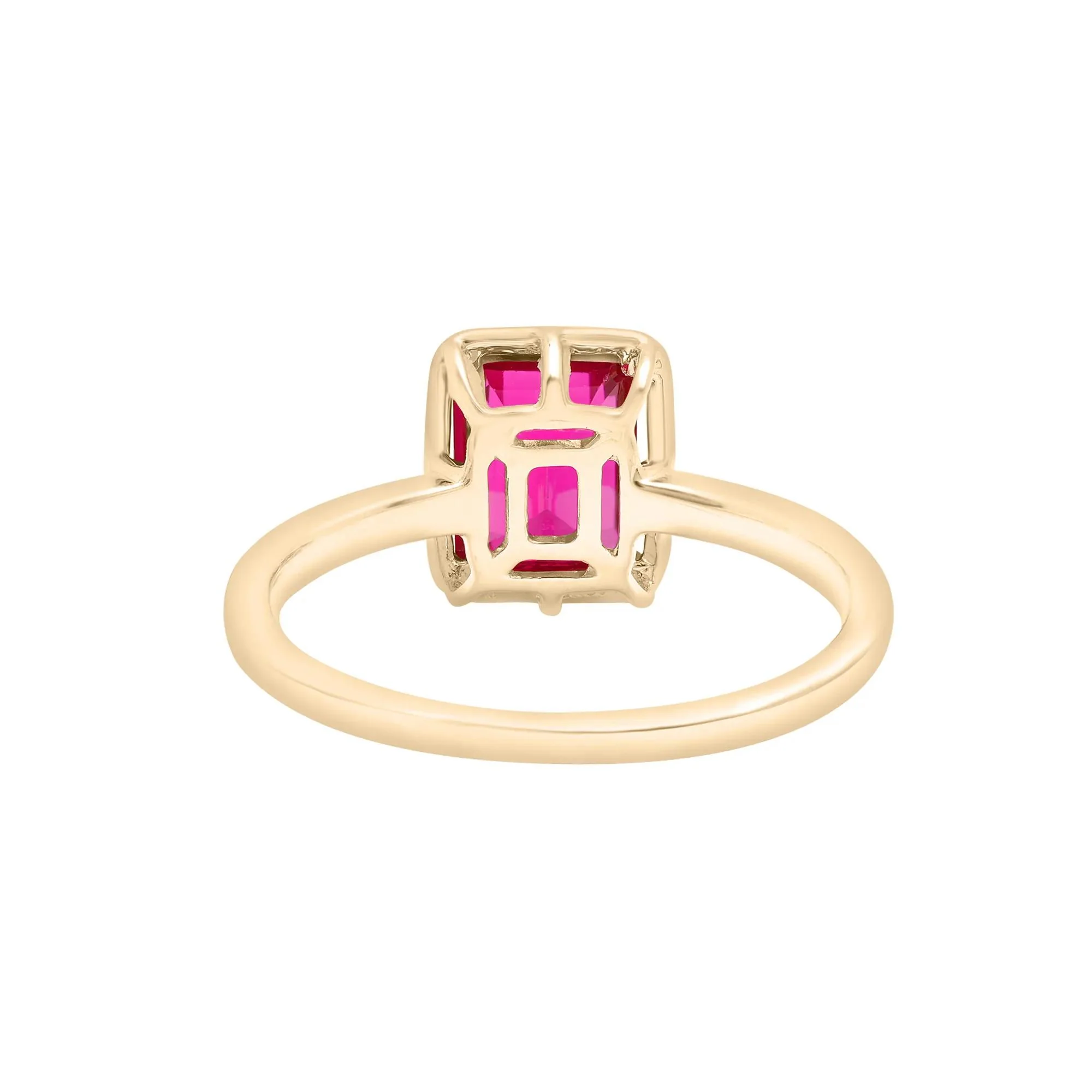 Faux-Bezel Ruby Ring 10K Yellow Gold Size 8 1.5mm - Image 4