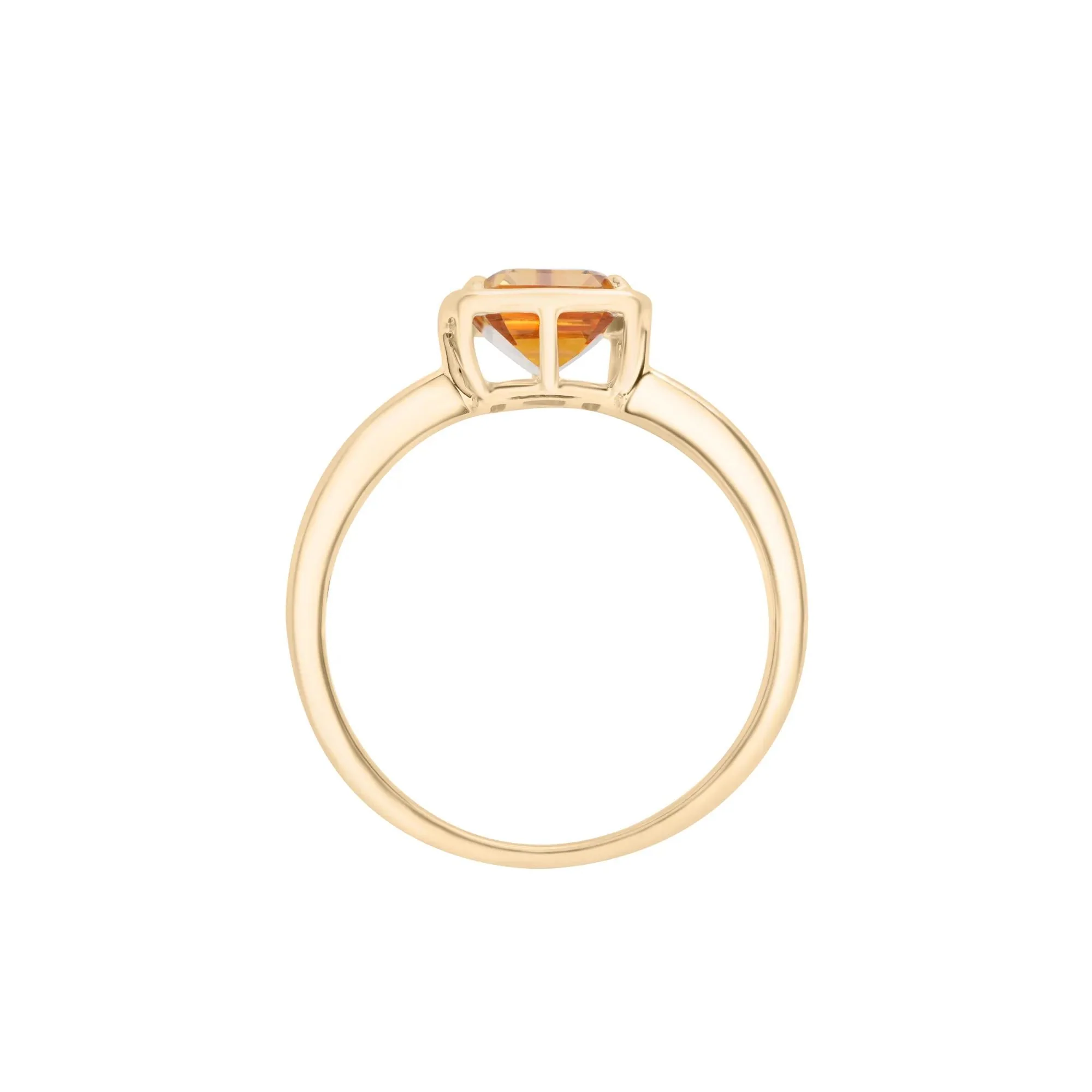 Faux-Bezel Citrine Ring 10K Yellow Gold Size 5 1.5mm - Image 2