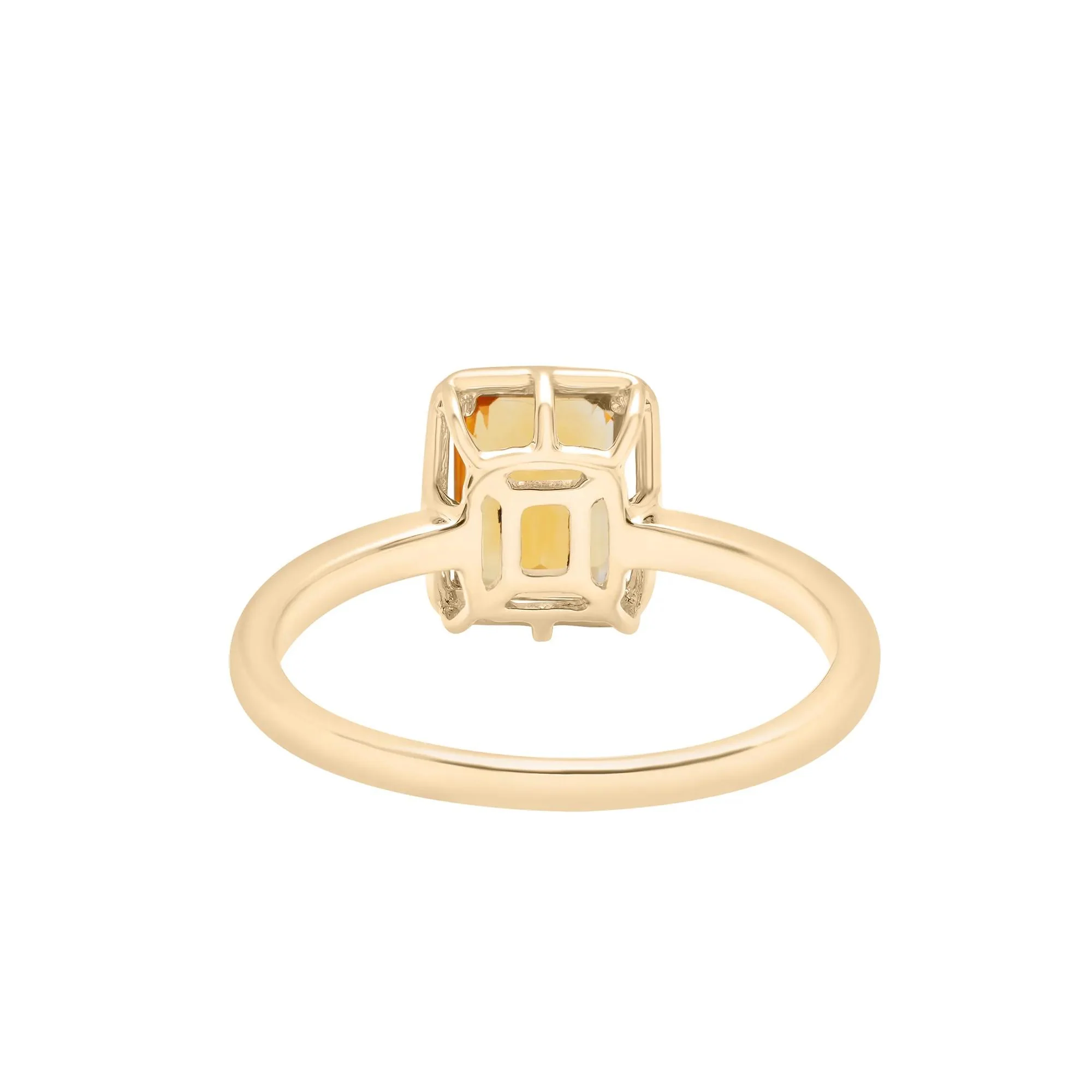 Faux-Bezel Citrine Ring 10K Yellow Gold Size 5 1.5mm - Image 4