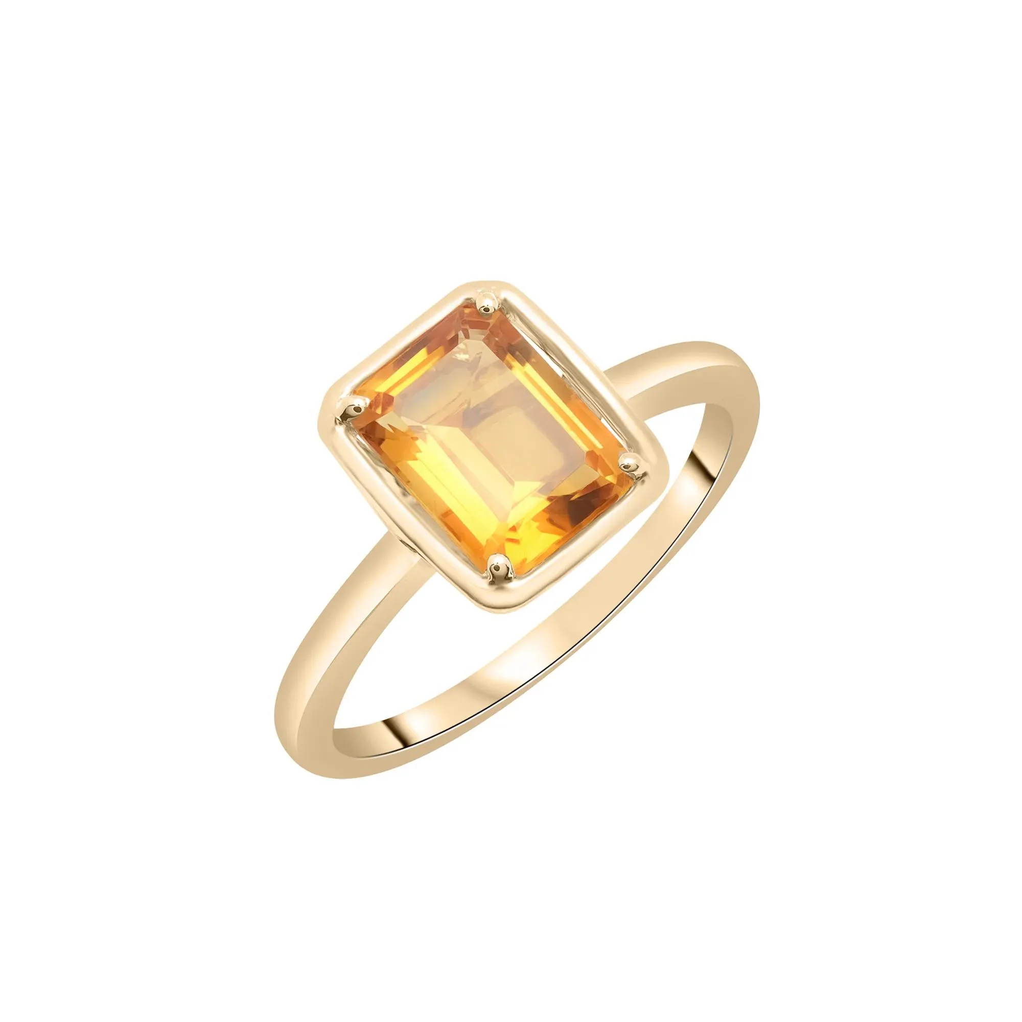 Faux-Bezel Citrine Ring 10K Yellow Gold Size 5 1.5mm - Image 5