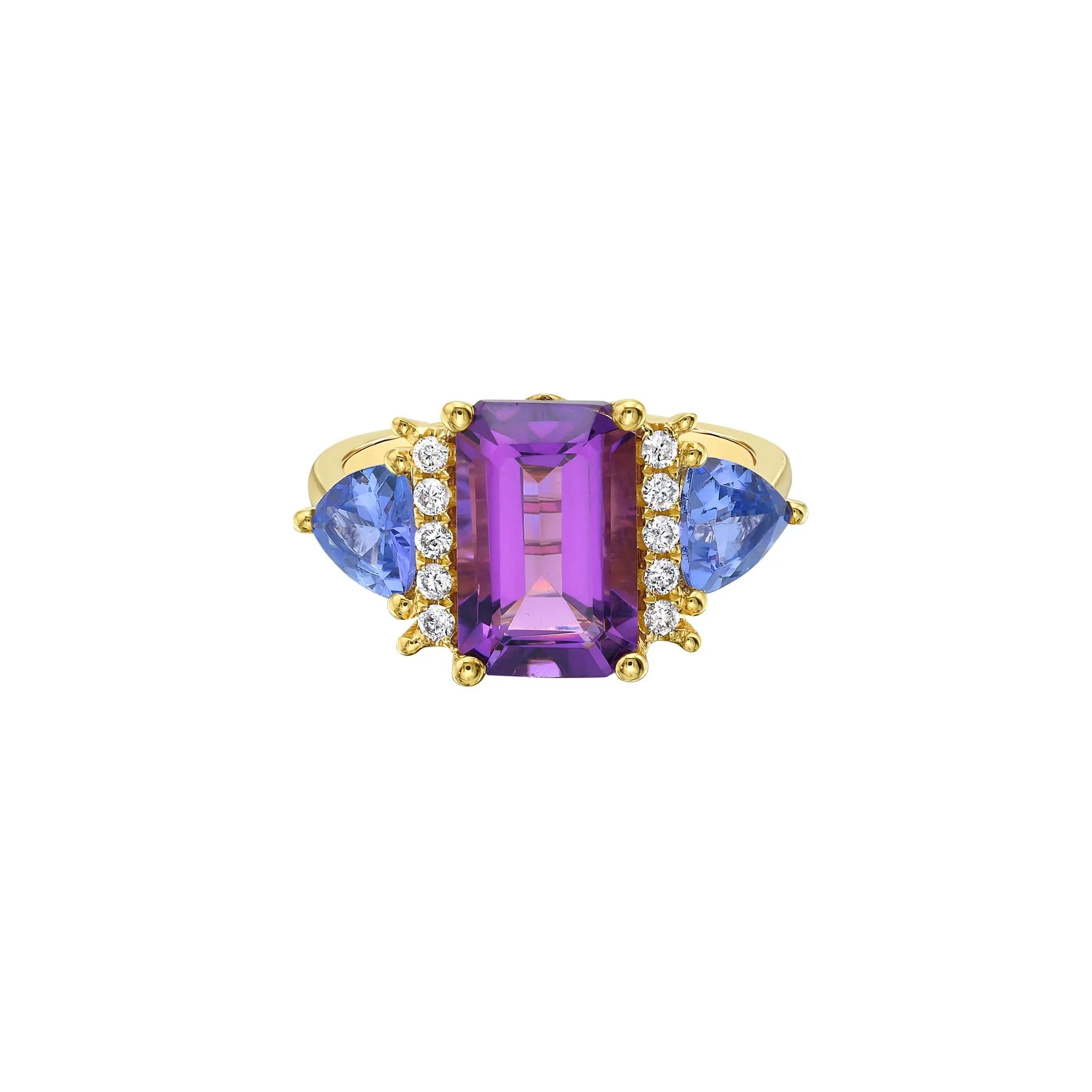 1/7 CT. Tw. Tanzanite Amethyst and Diamond Accent Ring 10K Yellow Gold Size 7 2mm