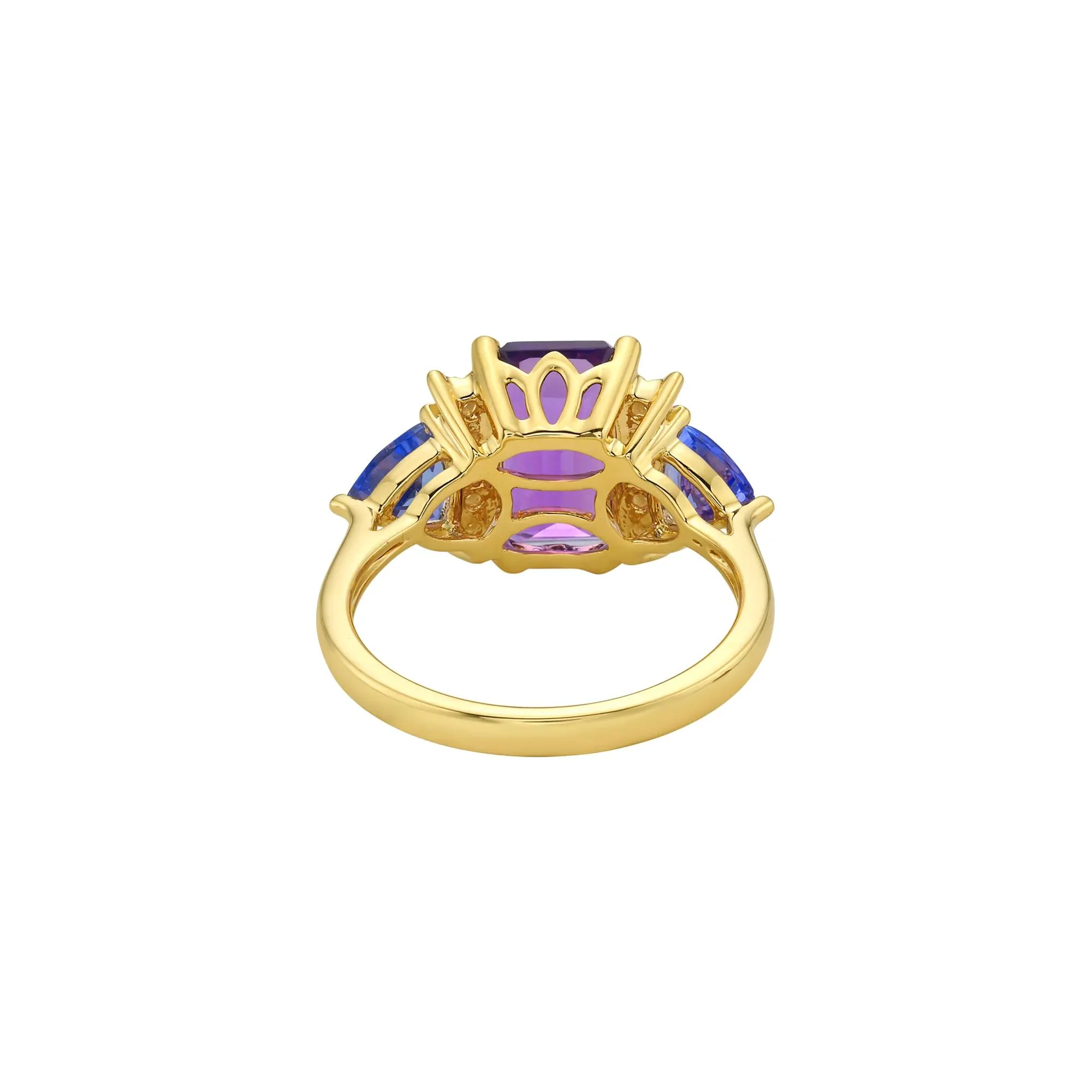 1/7 CT. Tw. Tanzanite Amethyst and Diamond Accent Ring 10K Yellow Gold Size 7 2mm - Image 4