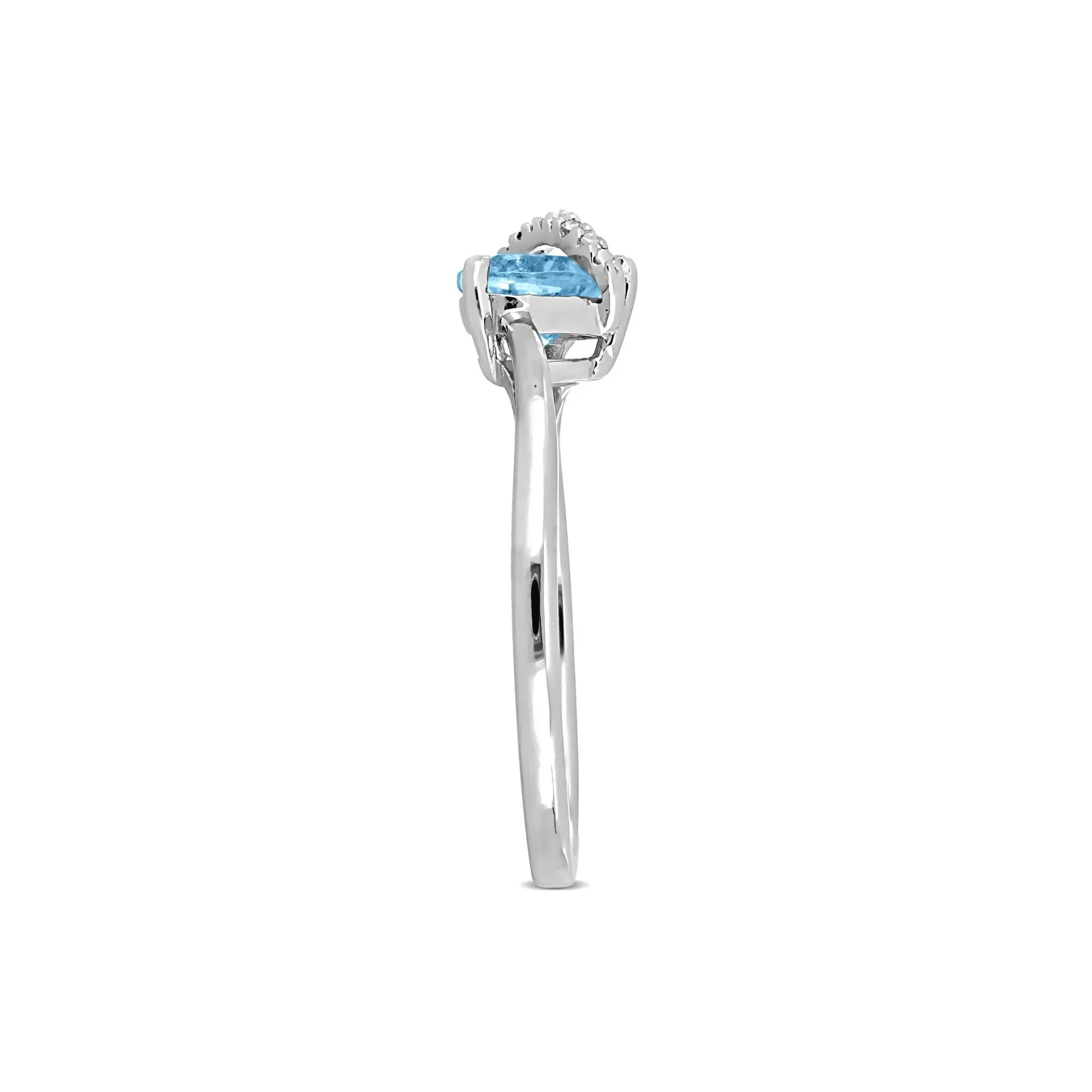 Heart-Shaped Blue Topaz and Diamond Accent Ring .925 Sterling Silver White Size 8 7mm - Image 3
