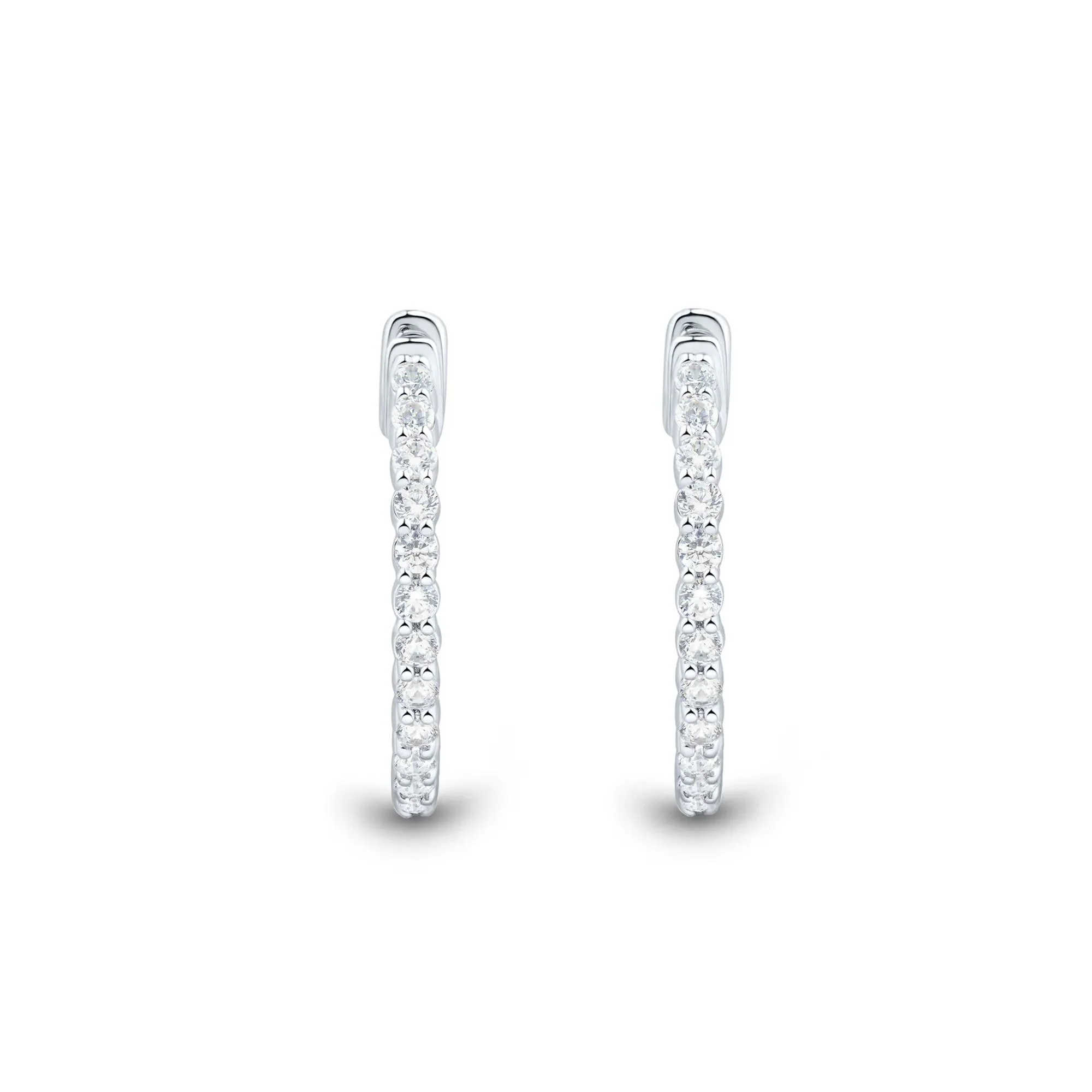 1 CT. Tw. Lab Grown Diamond Inside-Out Hoop Earrings 10K White Gold Size 21.00mm - Image 2