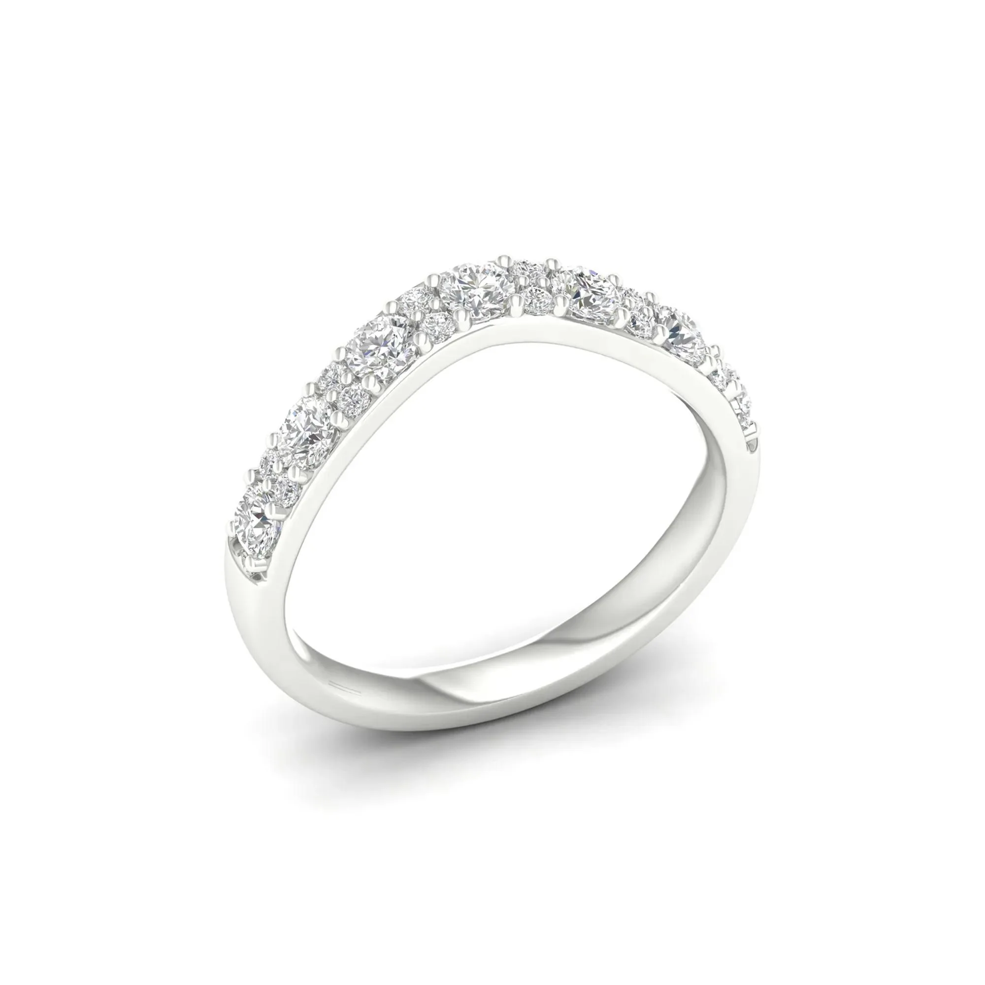 3/4 CT. Tw. Lab Grown Diamond Contour Band Ring 14K White Gold Size 6.5 - Image 4
