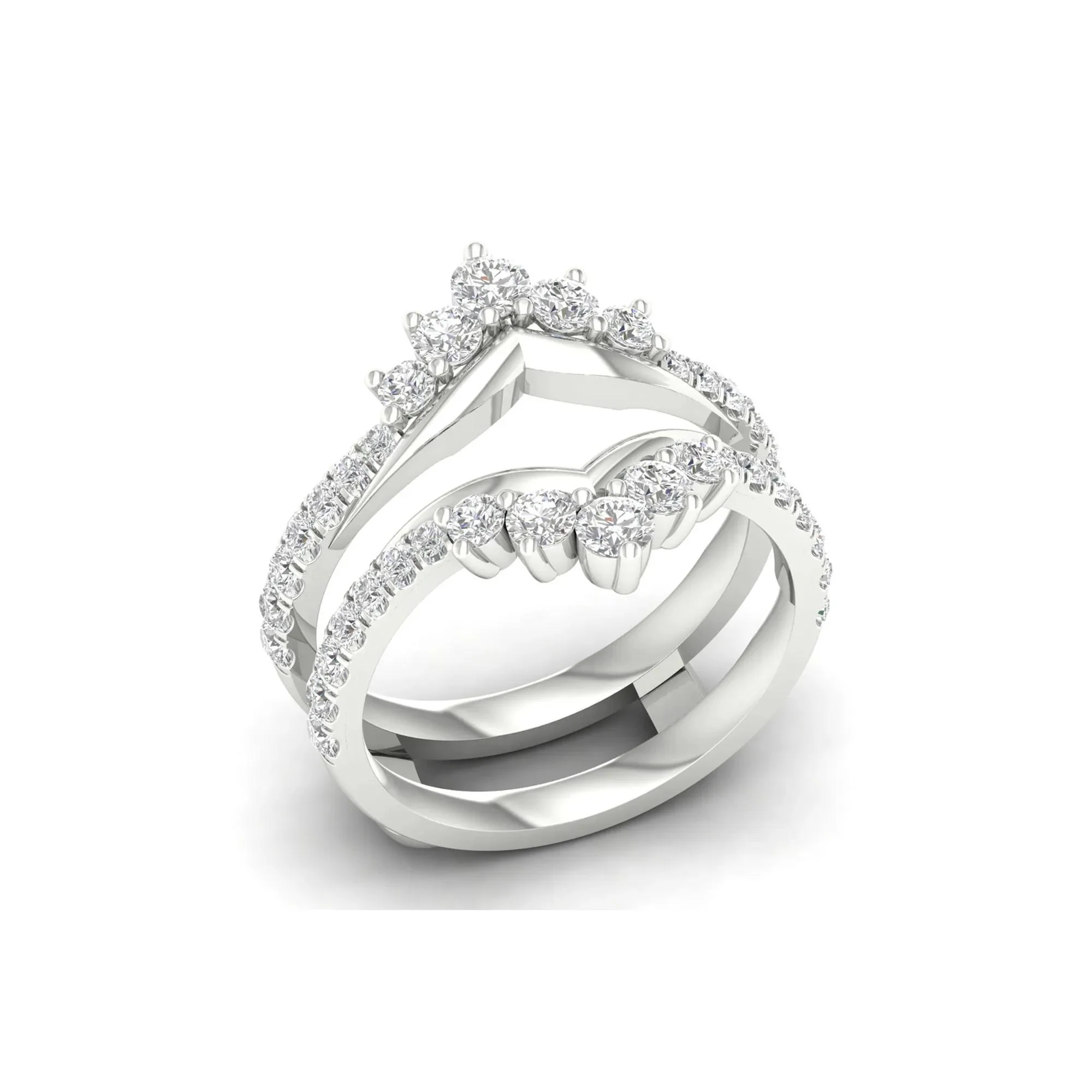 1 CT. Tw. Lab Grown Diamond Ring Enhancer 14K White Gold Size 7.5 - Image 4
