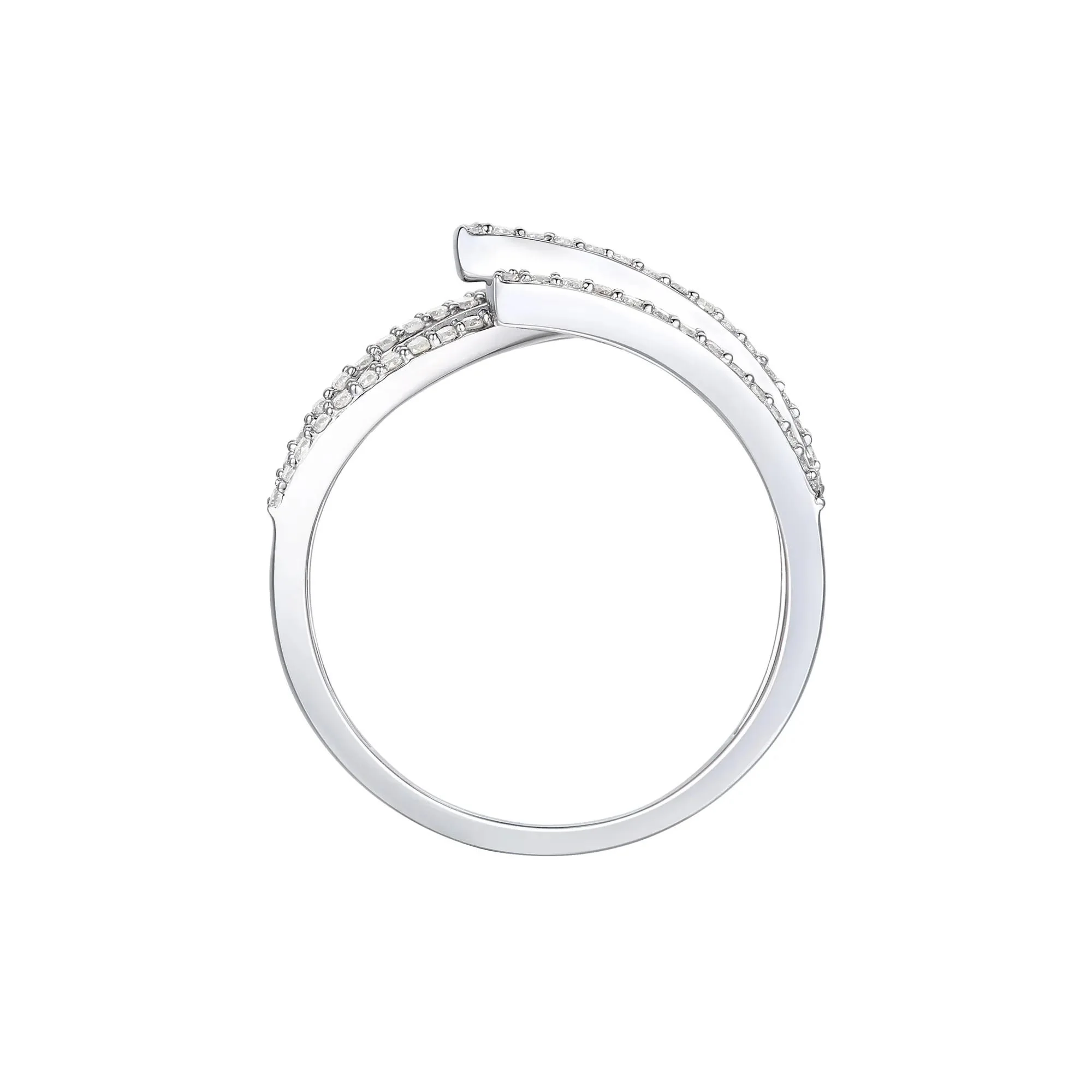1/2 CT. Tw. Blue Sapphire and Diamond Ring 10K White Gold Round Brilliant Cut Size 6.5 1mm - Image 2