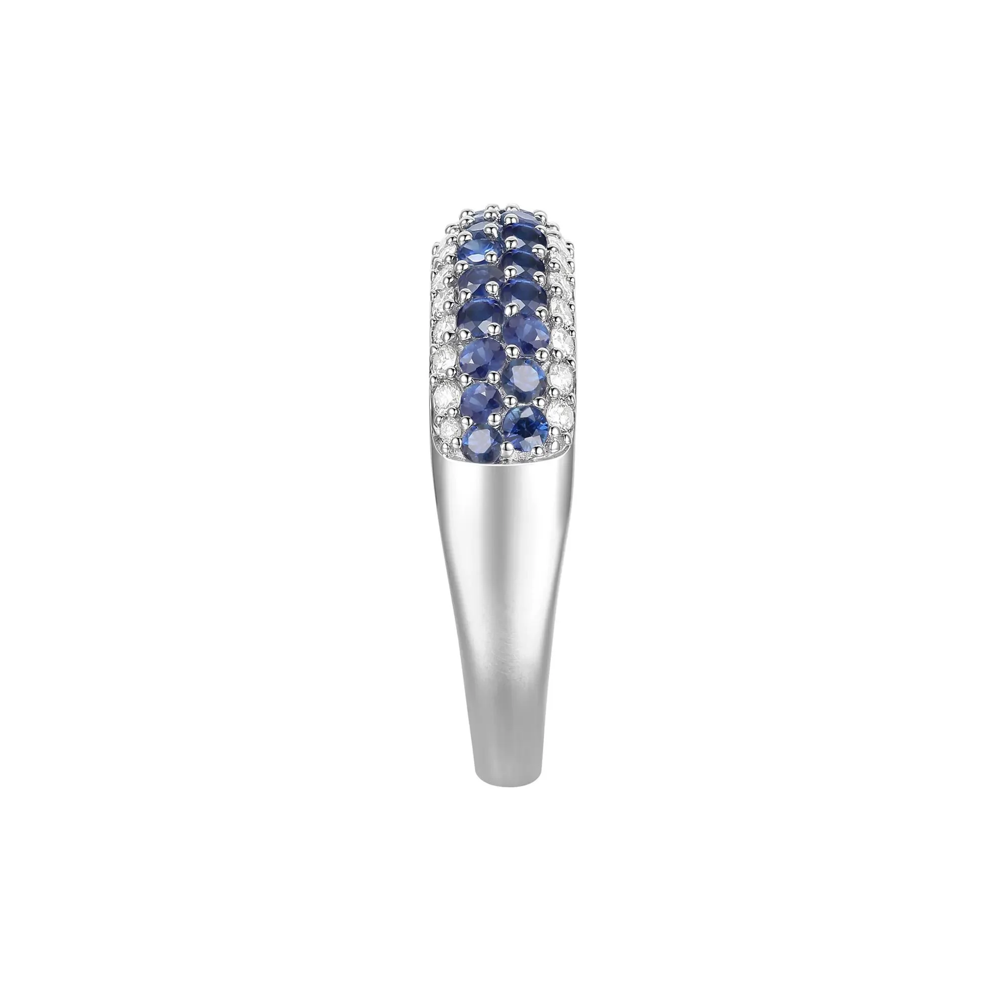 3/8 CT. Tw. Blue Sapphire and Diamond Ring 10K White Gold Size 7.5 - Image 2