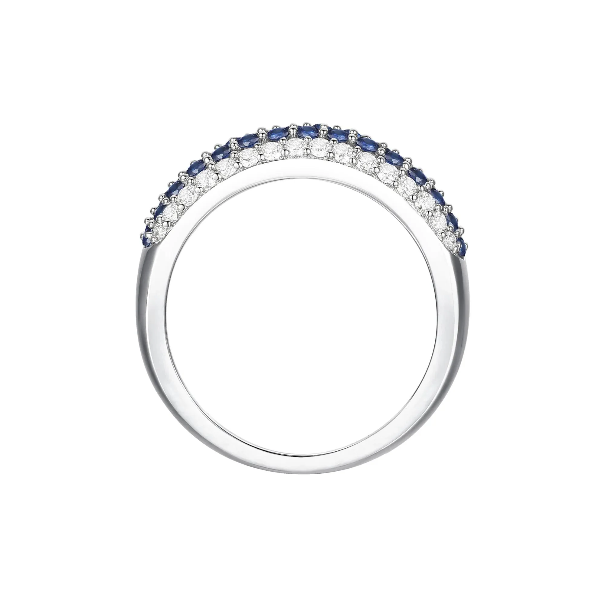 3/8 CT. Tw. Blue Sapphire and Diamond Ring 10K White Gold Size 8 - Image 3