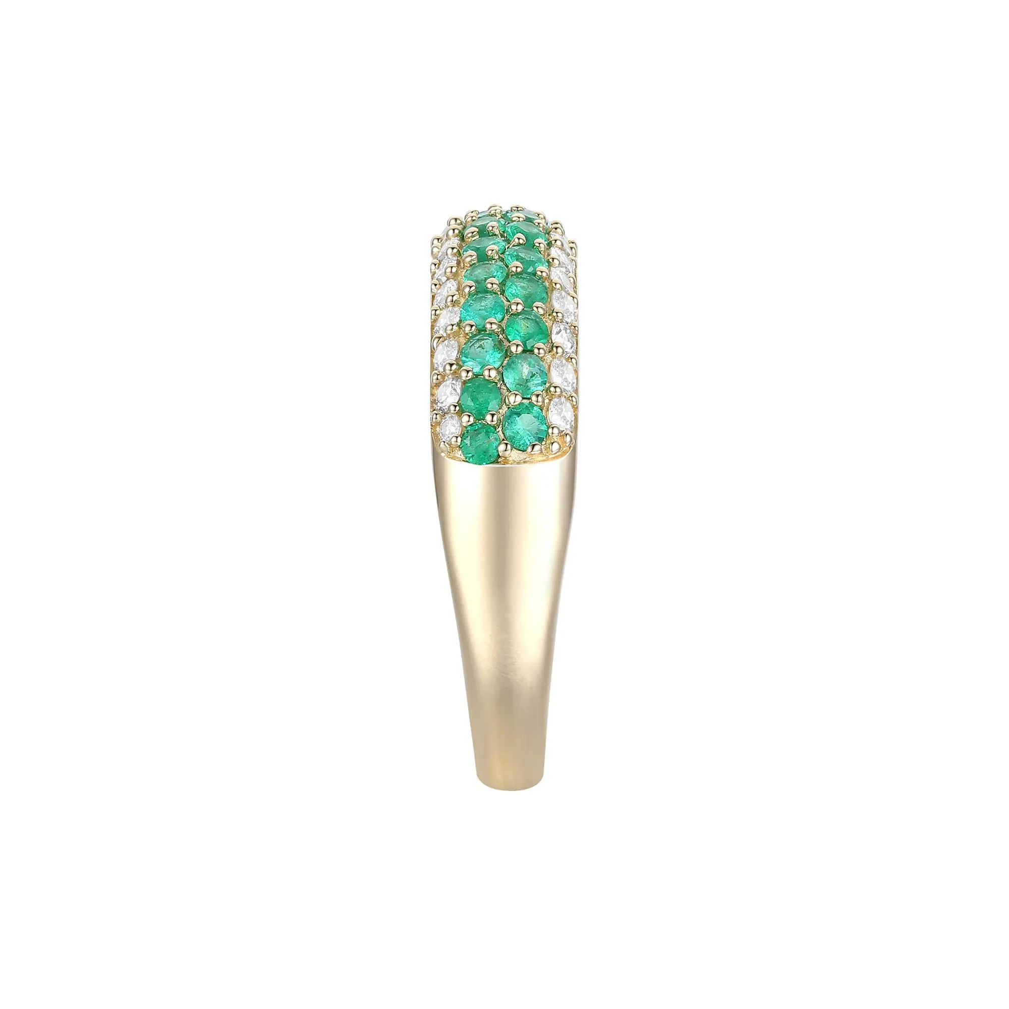 3/8 CT. Tw. Emerald and Diamond Ring 10K Yellow Gold Size 7.5 - Image 2