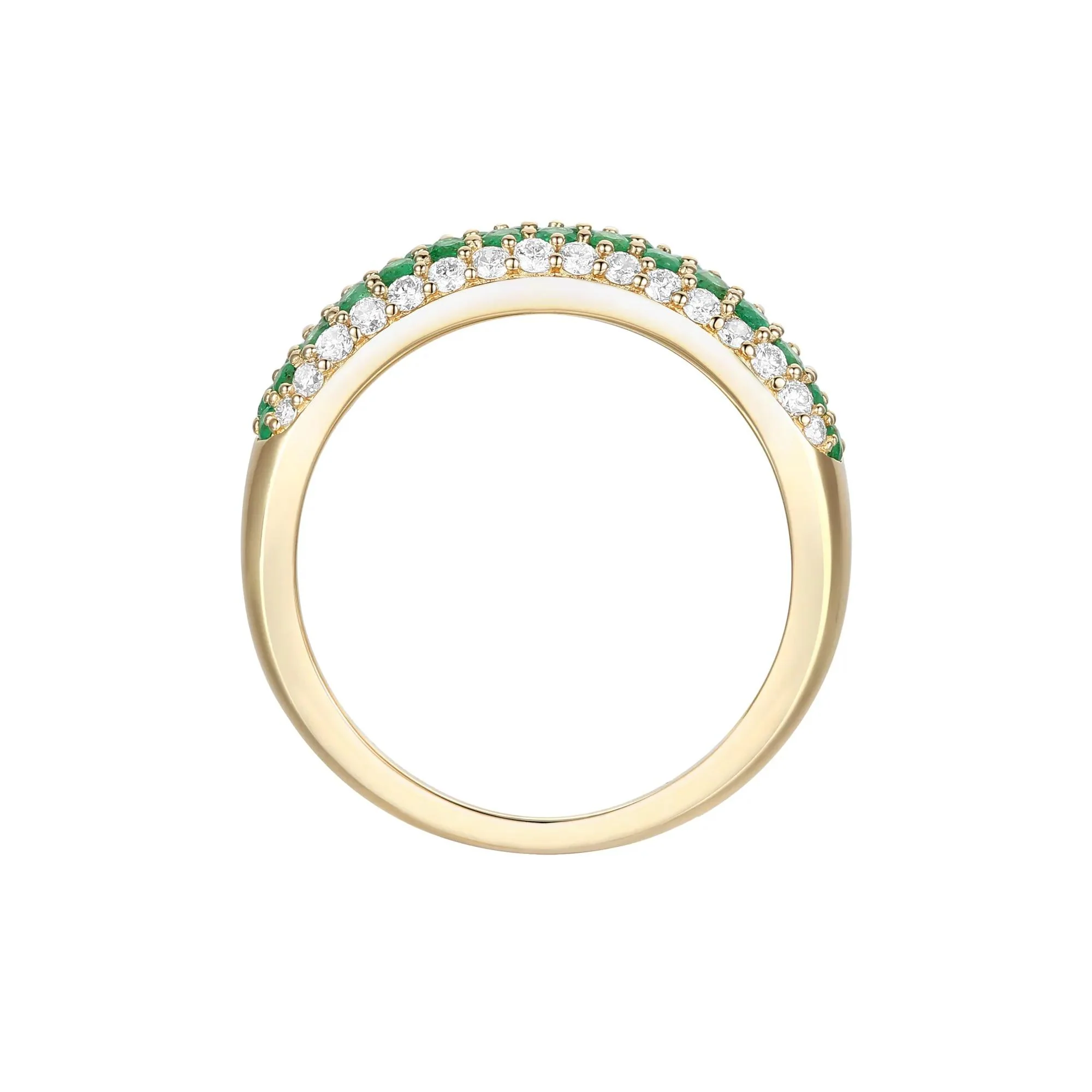 3/8 CT. Tw. Emerald and Diamond Ring 10K Yellow Gold Size 7.5 - Image 3