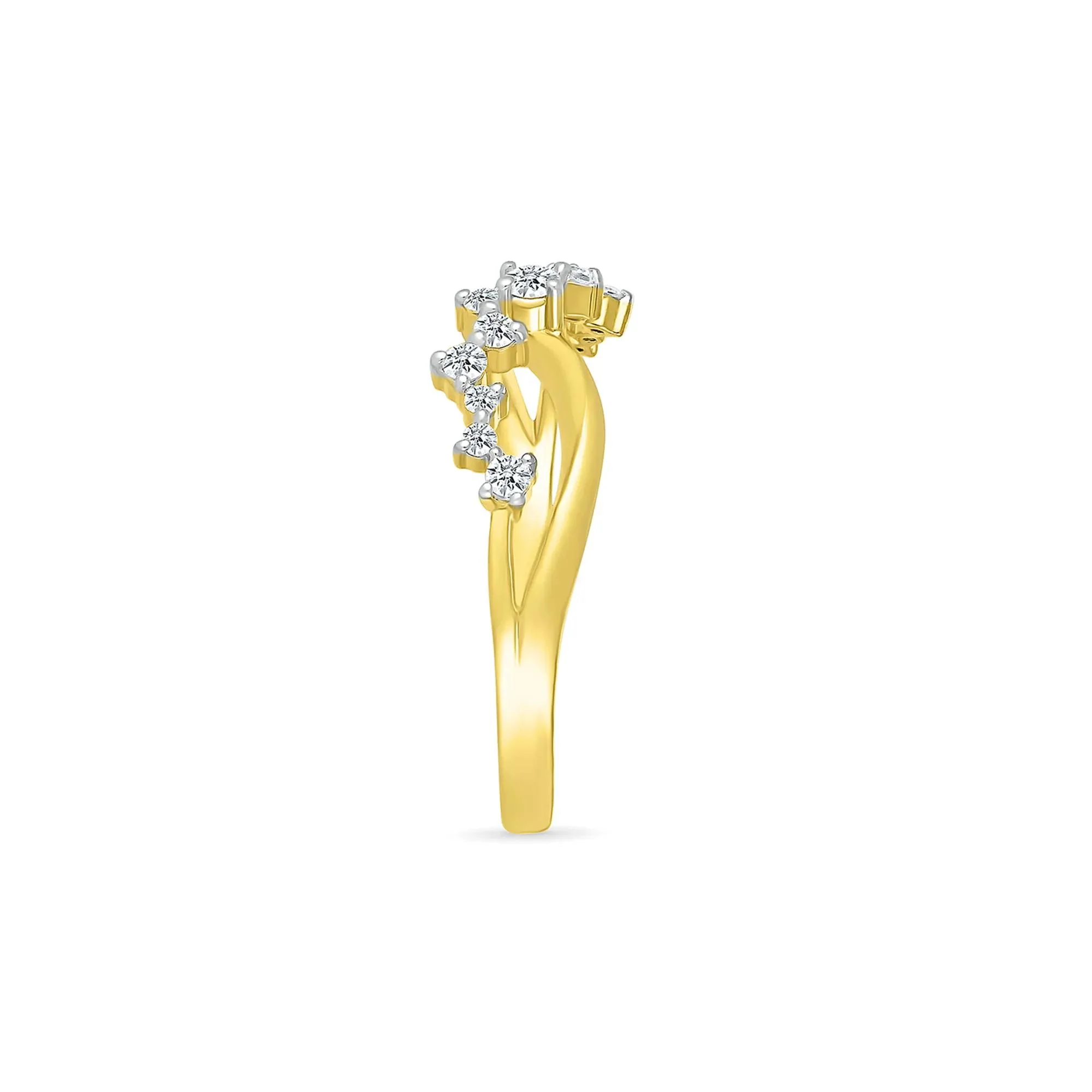 1/5 CT. Tw. Diamond Twist Ring 10K Yellow Gold Round Brilliant Cut Size 6 - Image 3