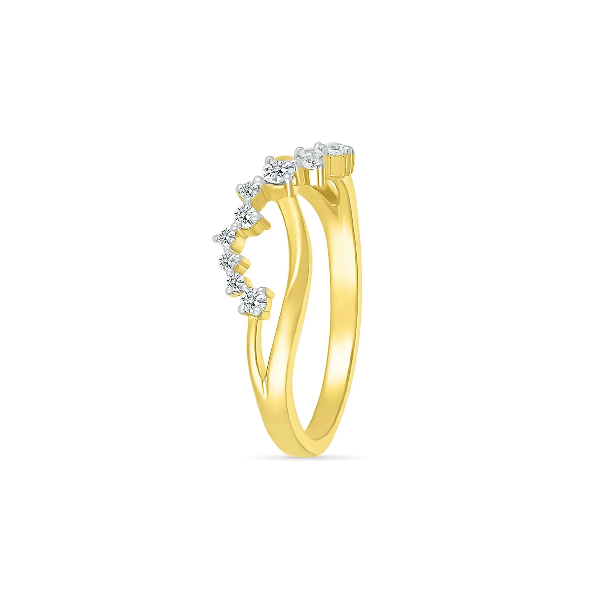 1/5 CT. Tw. Diamond Twist Ring 10K Yellow Gold Round Brilliant Cut Size 6 - Image 4