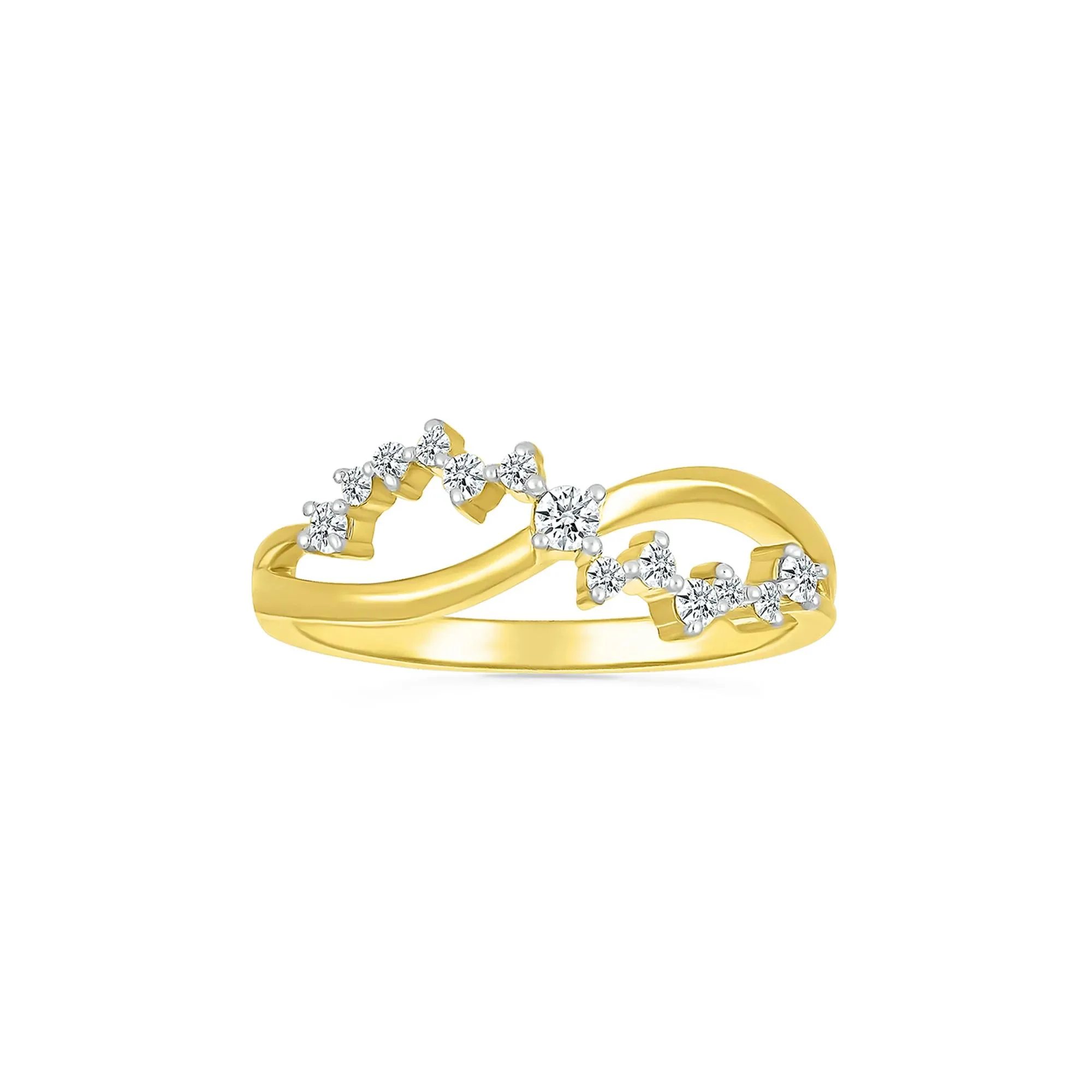 1/5 CT. Tw. Diamond Twist Ring 10K Yellow Gold Round Brilliant Cut Size 7 - Image 5