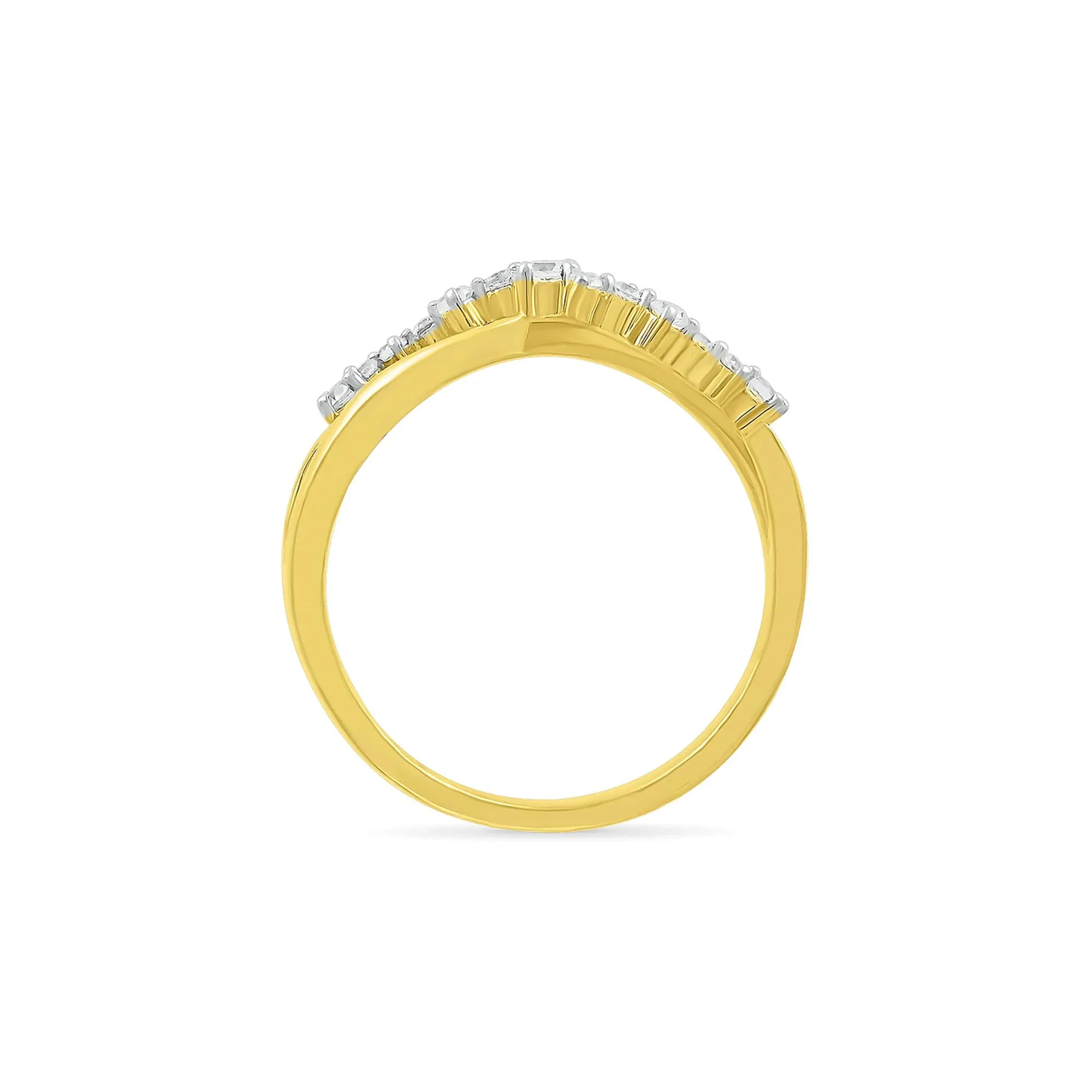 1/5 CT. Tw. Diamond Twist Ring 10K Yellow Gold Round Brilliant Cut Size 8 - Image 2
