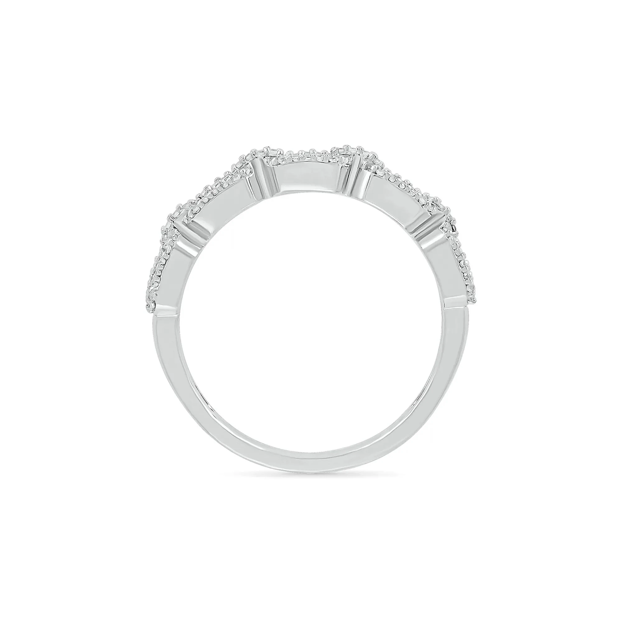 1/5 CT. Tw. Diamond Link Ring .925 Sterling Silver White Size 7.5 - Image 2