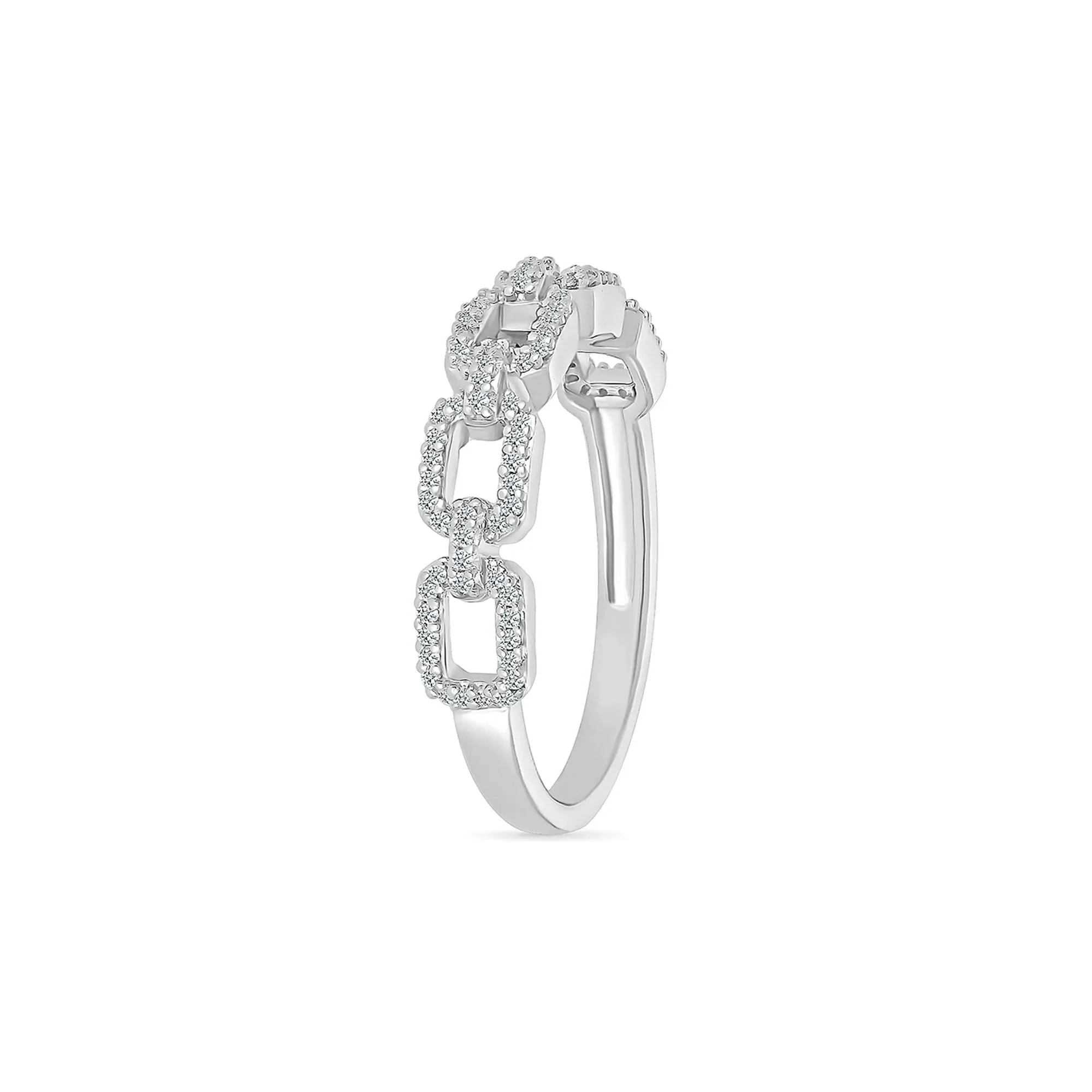 1/5 CT. Tw. Diamond Link Ring .925 Sterling Silver White Size 8 - Image 5