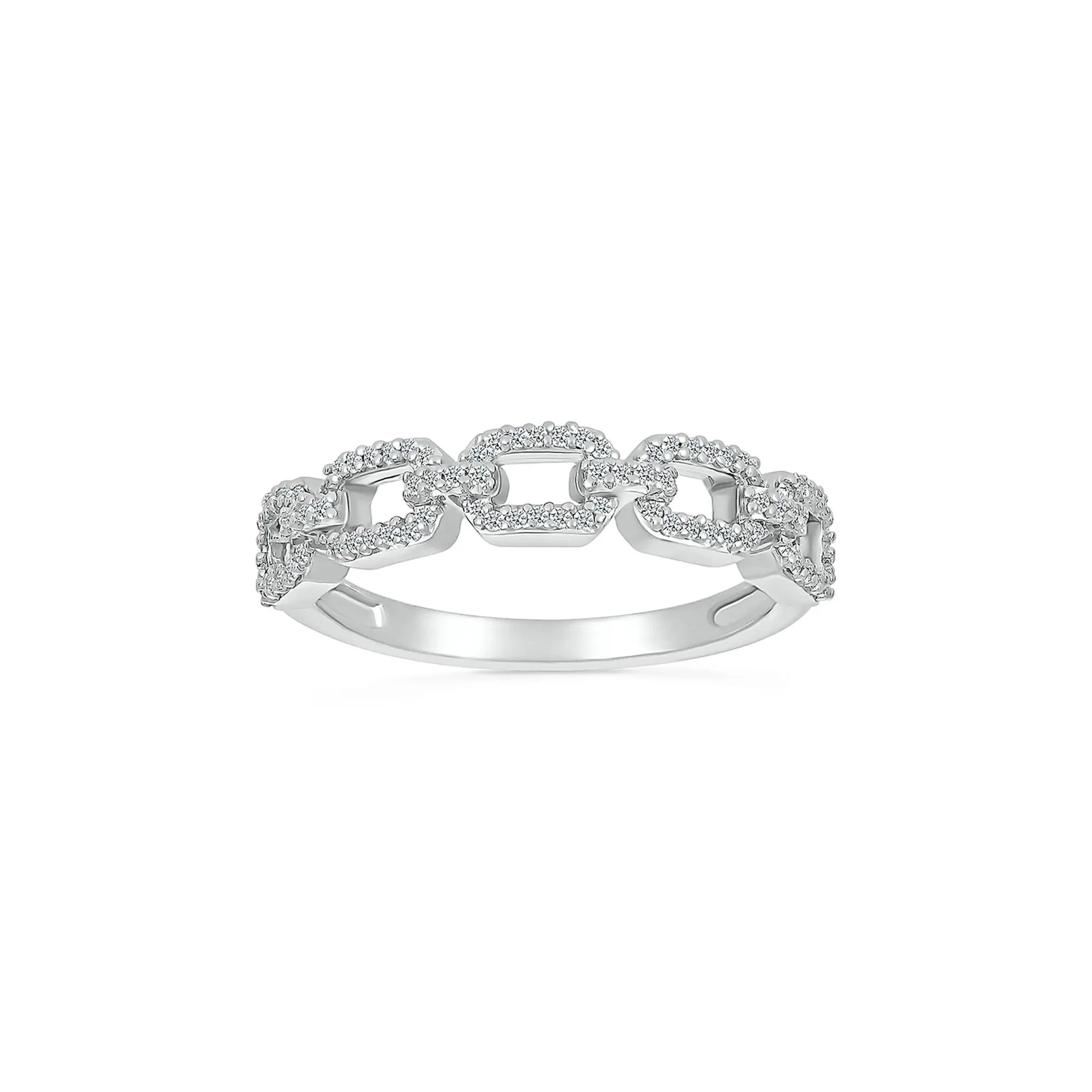 1/5 CT. Tw. Diamond Link Ring .925 Sterling Silver White Size 8.5 - Image 4