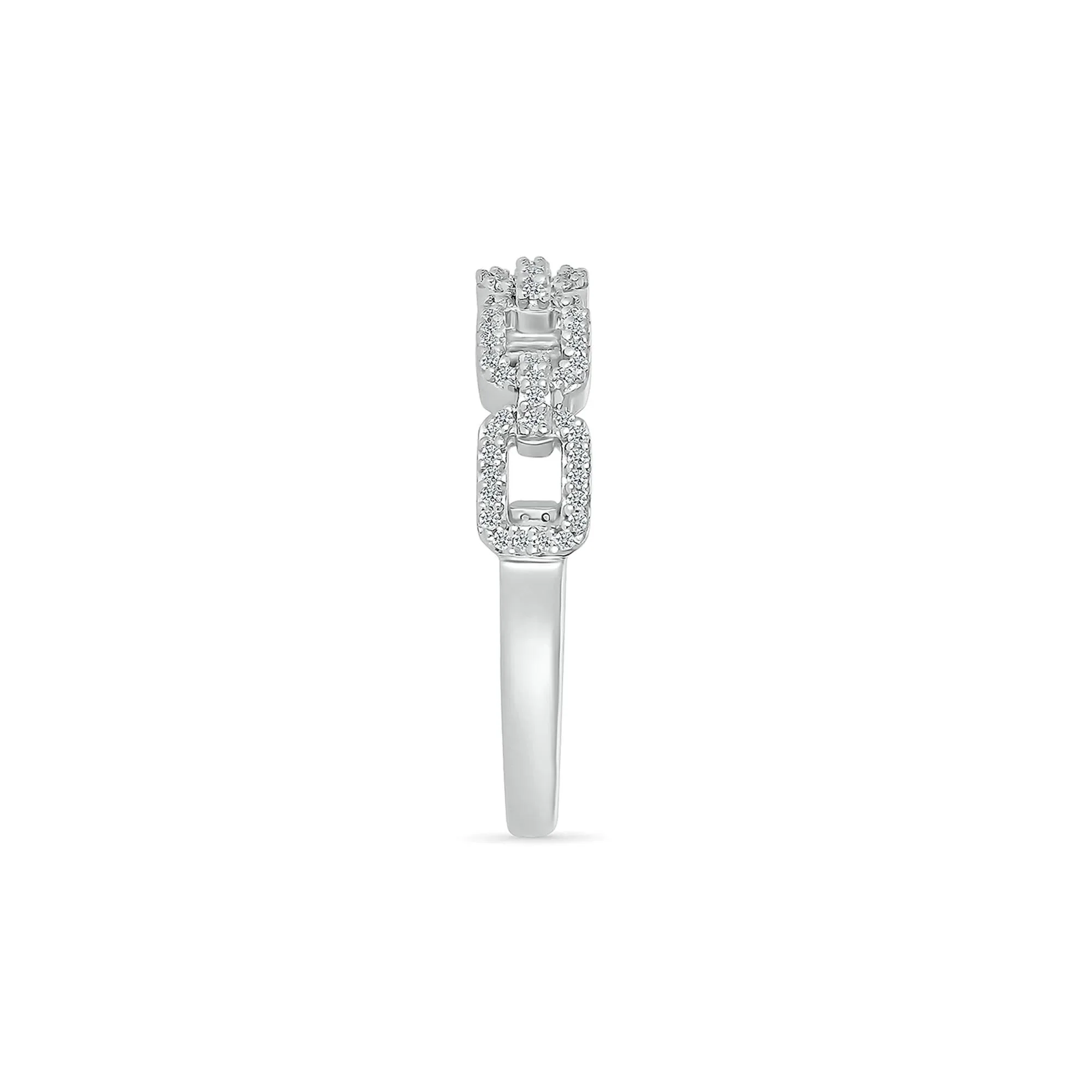 1/5 CT. Tw. Diamond Link Ring .925 Sterling Silver White Size 9 - Image 3
