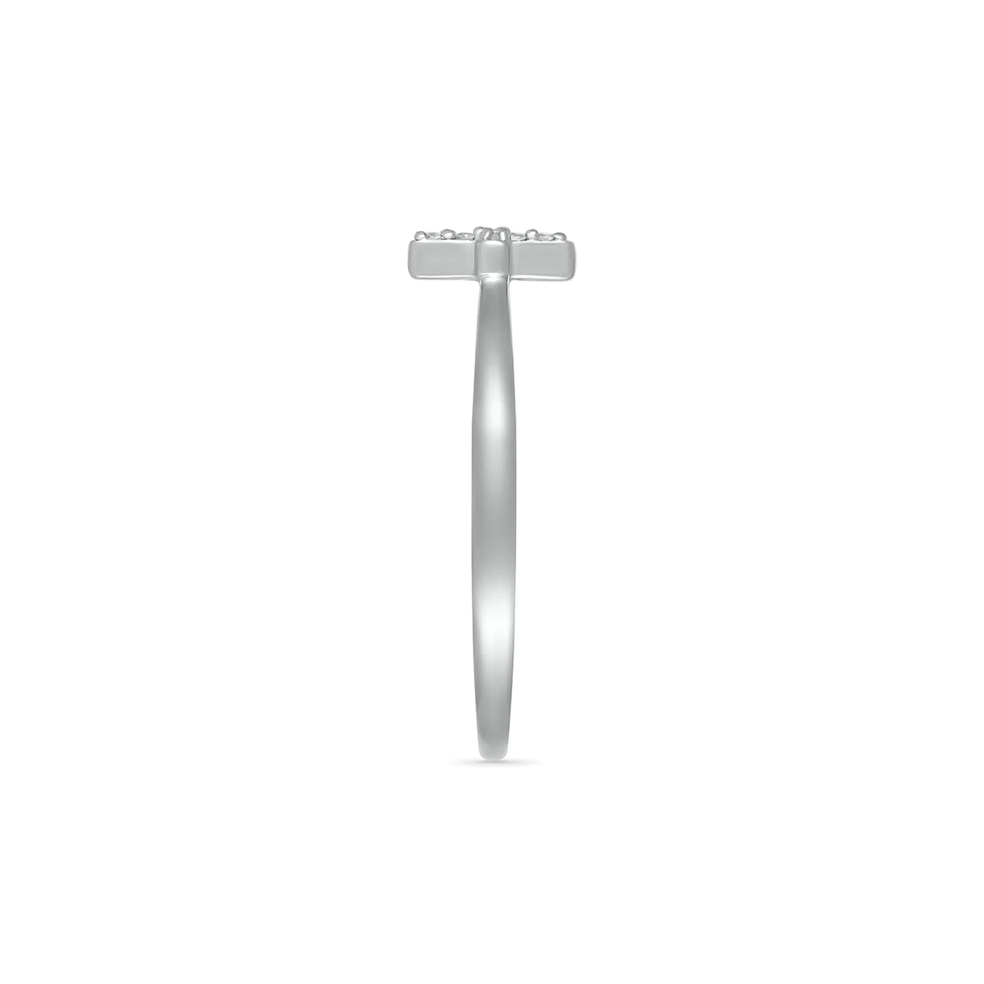 Diamond Accent Cross Ring .925 Sterling Silver White Size 6.5 - Image 3