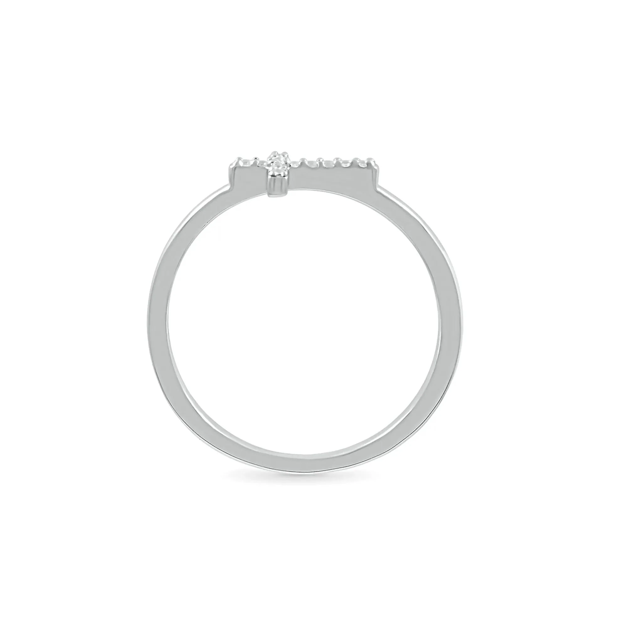 Diamond Accent Cross Ring .925 Sterling Silver White Size 9 - Image 2