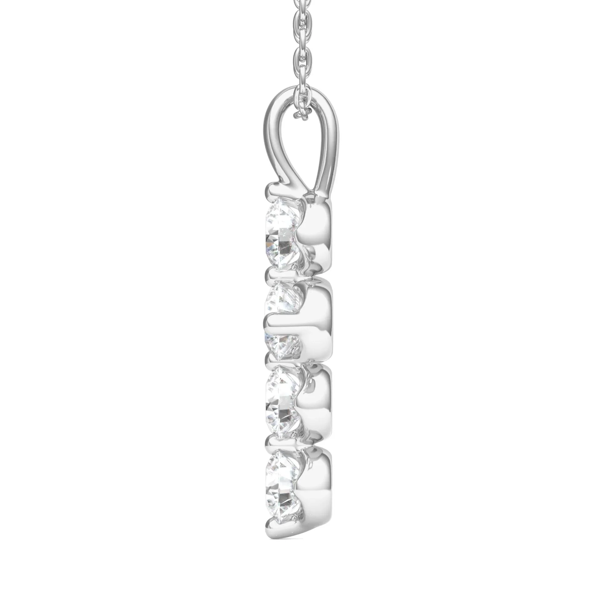 Lab Grown Diamond Cross Pendant Necklace 14K Gold White Size 18" - Image 2
