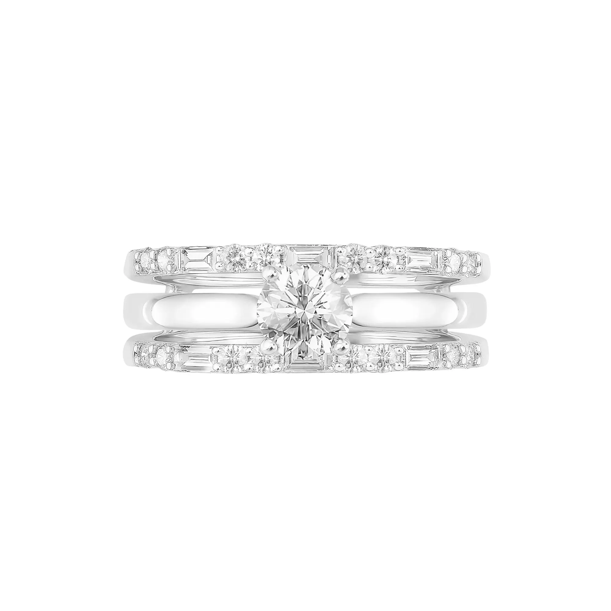 1/2 CT. Tw. Diamond Ring Insert 14K White Gold Round Brilliant Cut Size 6 - Image 4