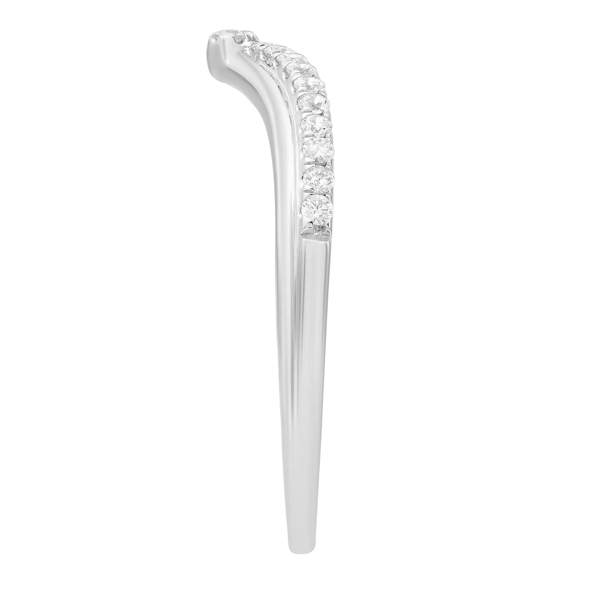1/7 CT. Tw. Diamond Contour Band Ring 10K White Gold Round Brilliant Cut Size 8.5 - Image 3