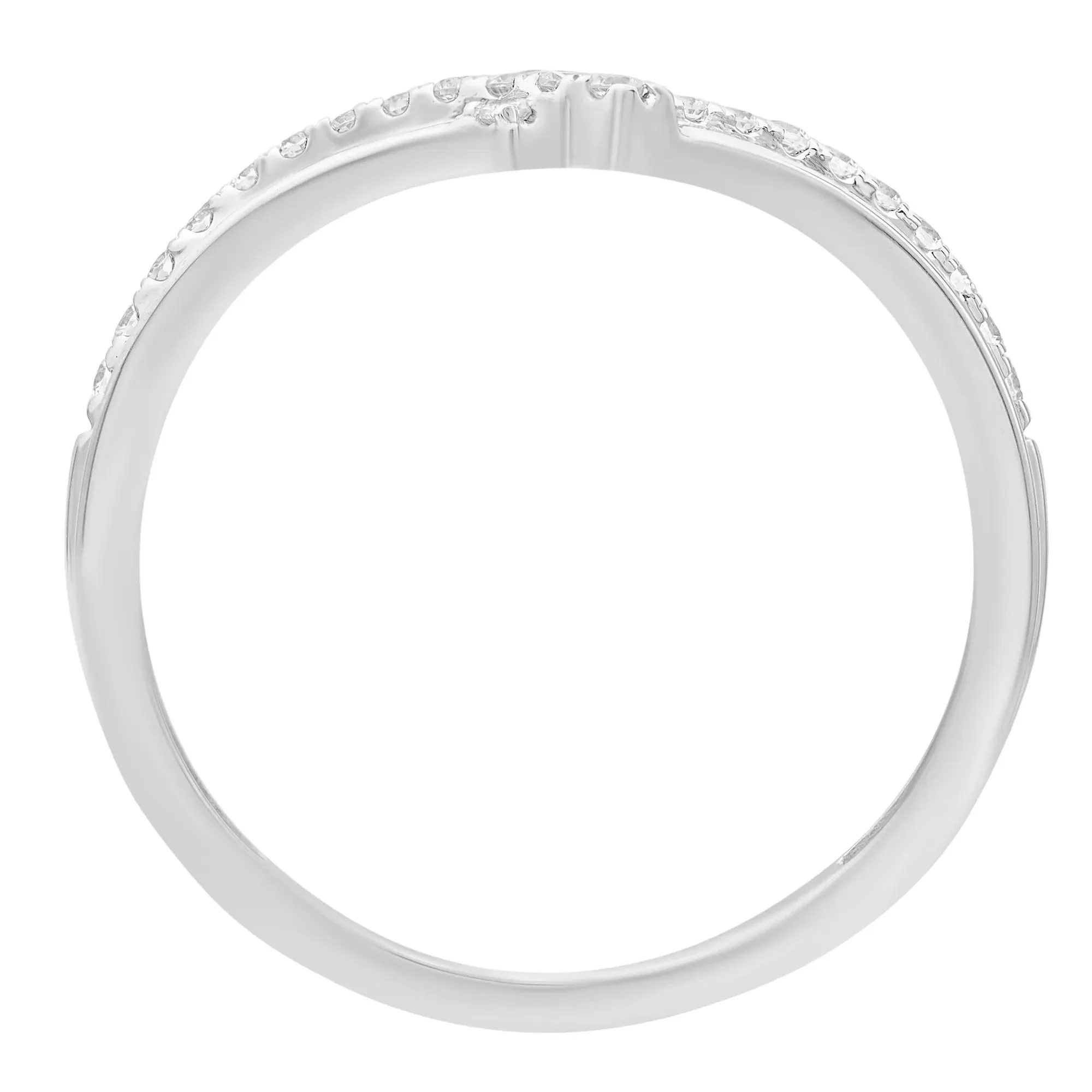1/7 CT. Tw. Diamond Contour Band Ring 10K White Gold Round Brilliant Cut Size 9 - Image 2