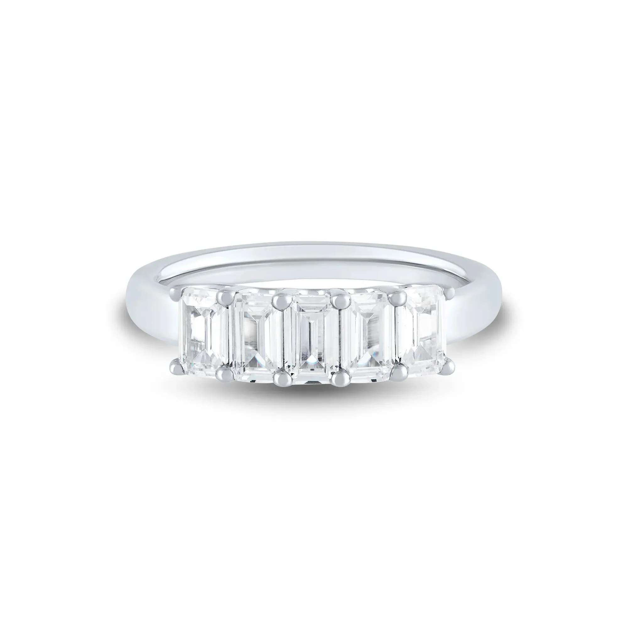 Lab Grown Diamond Five-Stone Emerald-Cut Band Ring 14K White Gold (1 ½ CT. Tw.) Size 6 1mm