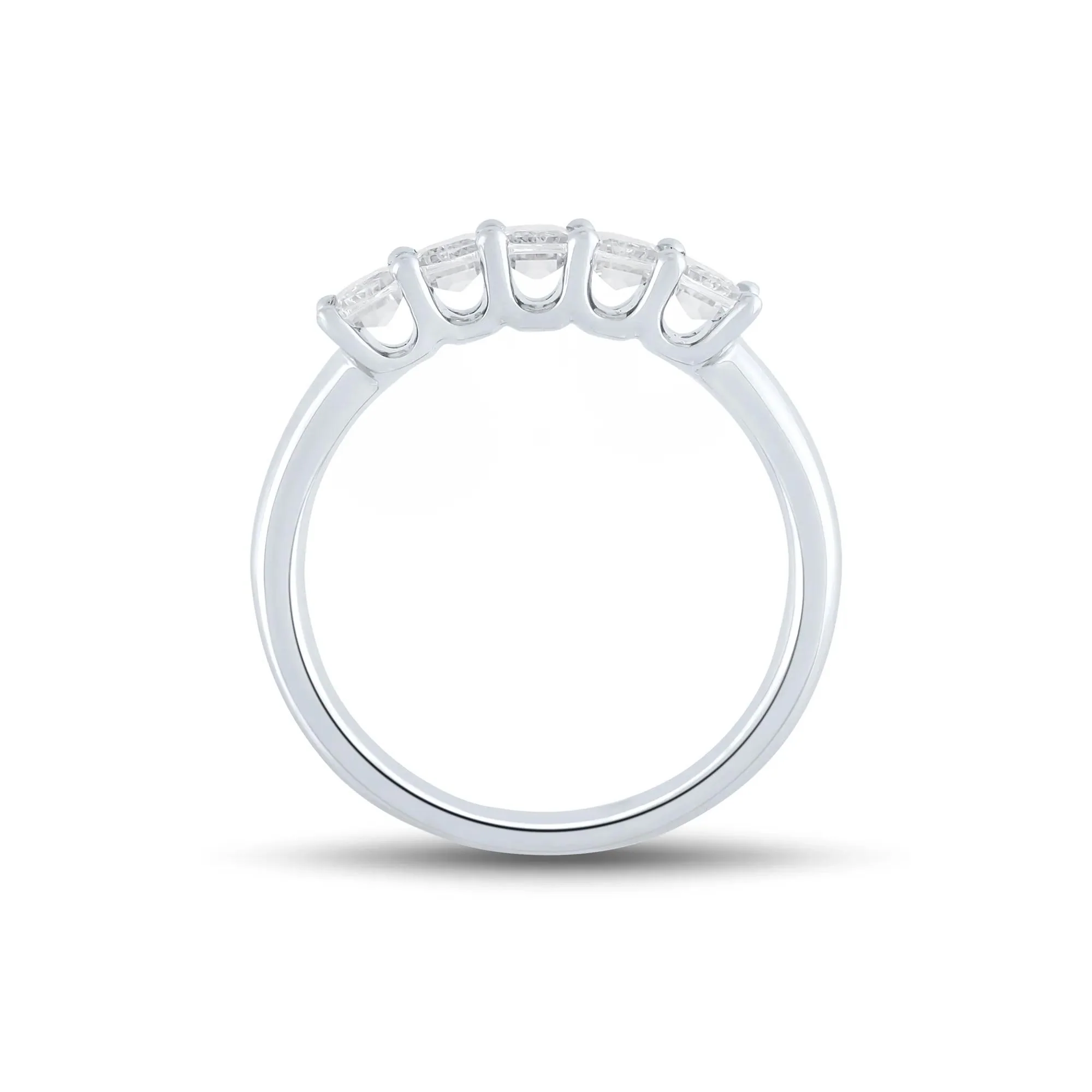 Lab Grown Diamond Five-Stone Emerald-Cut Band Ring 14K White Gold (1 ½ CT. Tw.) Size 8 1mm - Image 2
