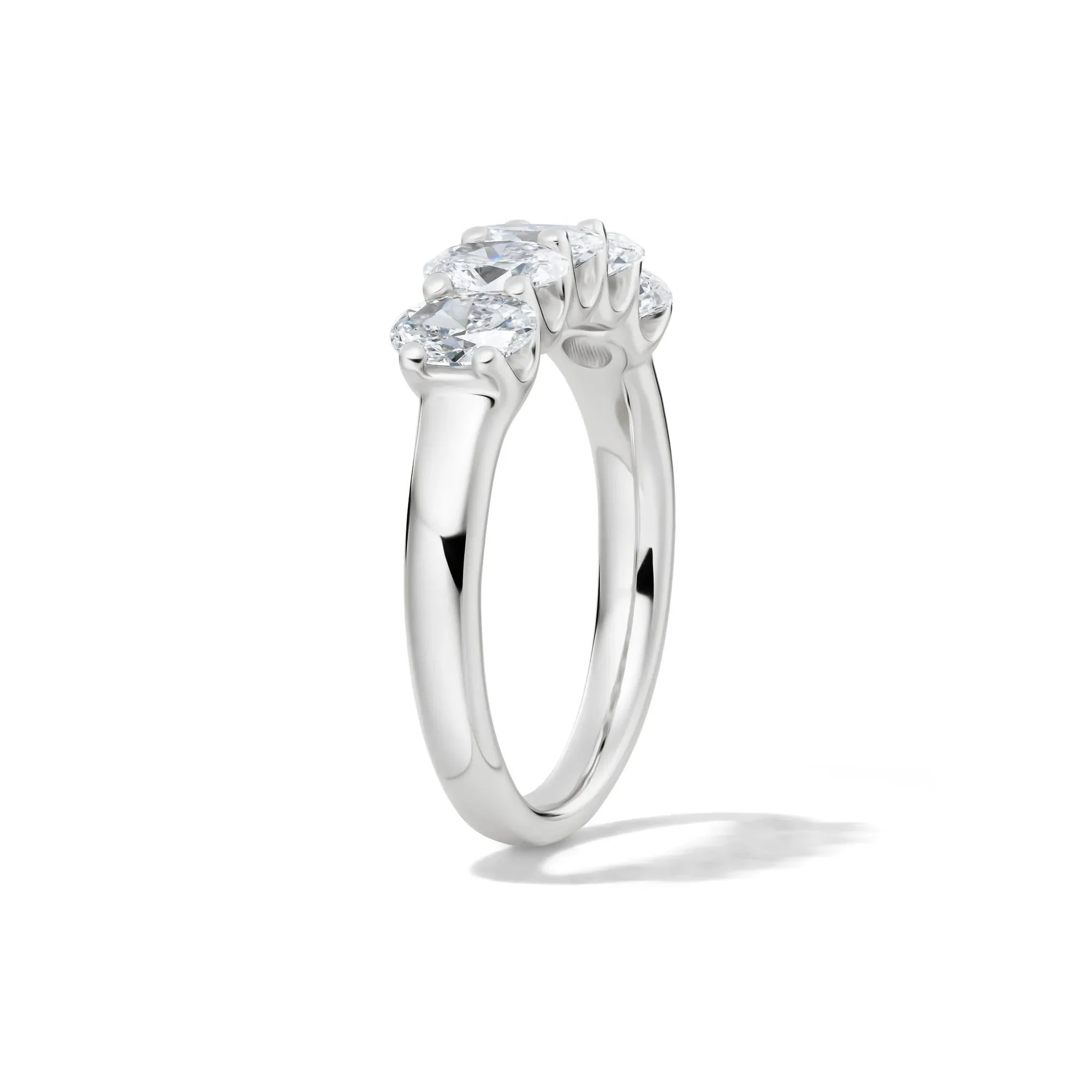 1/2 CT. Tw. Lab Grown Diamond Five-Stone Oval Anniversary Band Ring 14K White Gold Size 6 1mm - Image 3