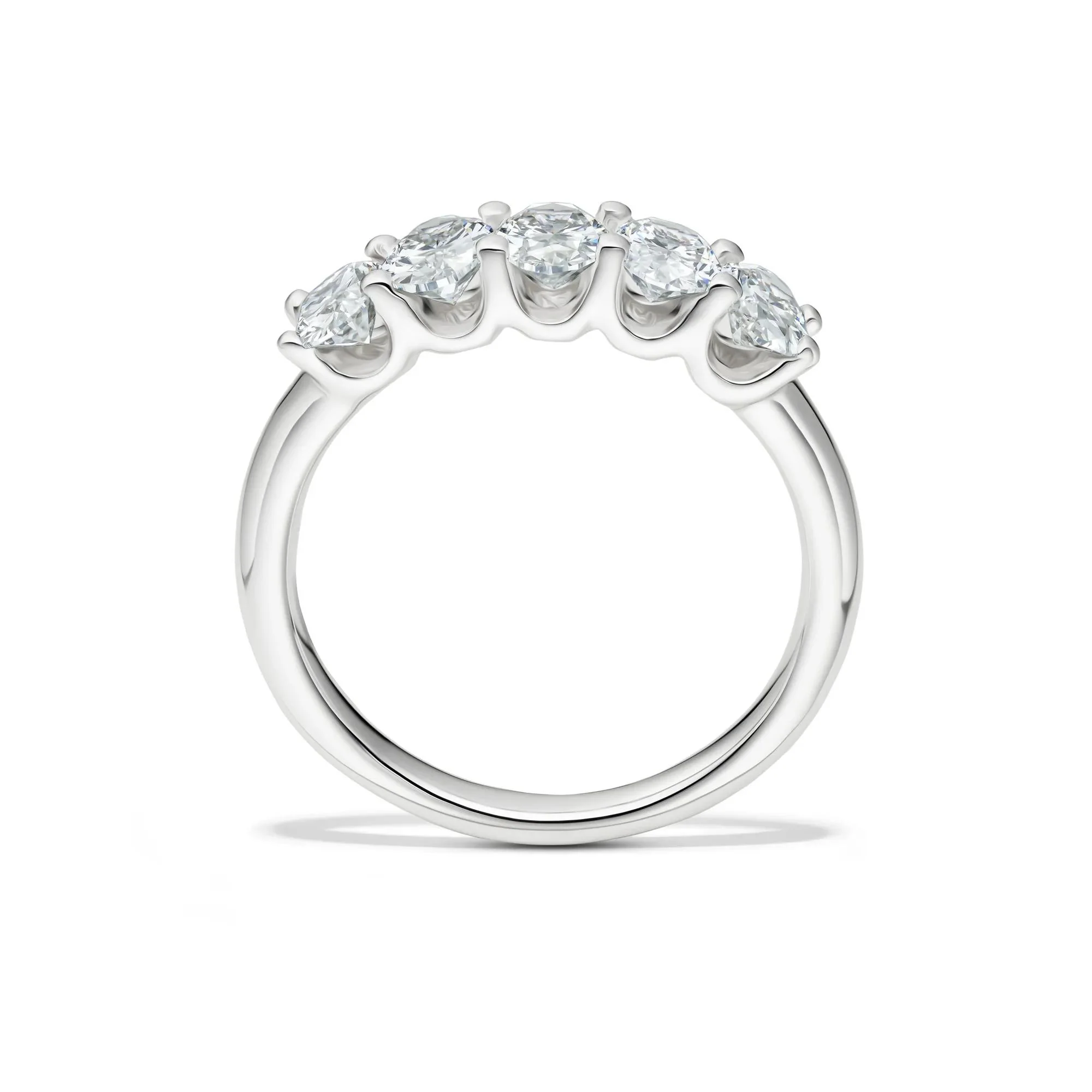1/2 CT. Tw. Lab Grown Diamond Five-Stone Oval Anniversary Band Ring 14K White Gold Size 9 1mm - Image 2
