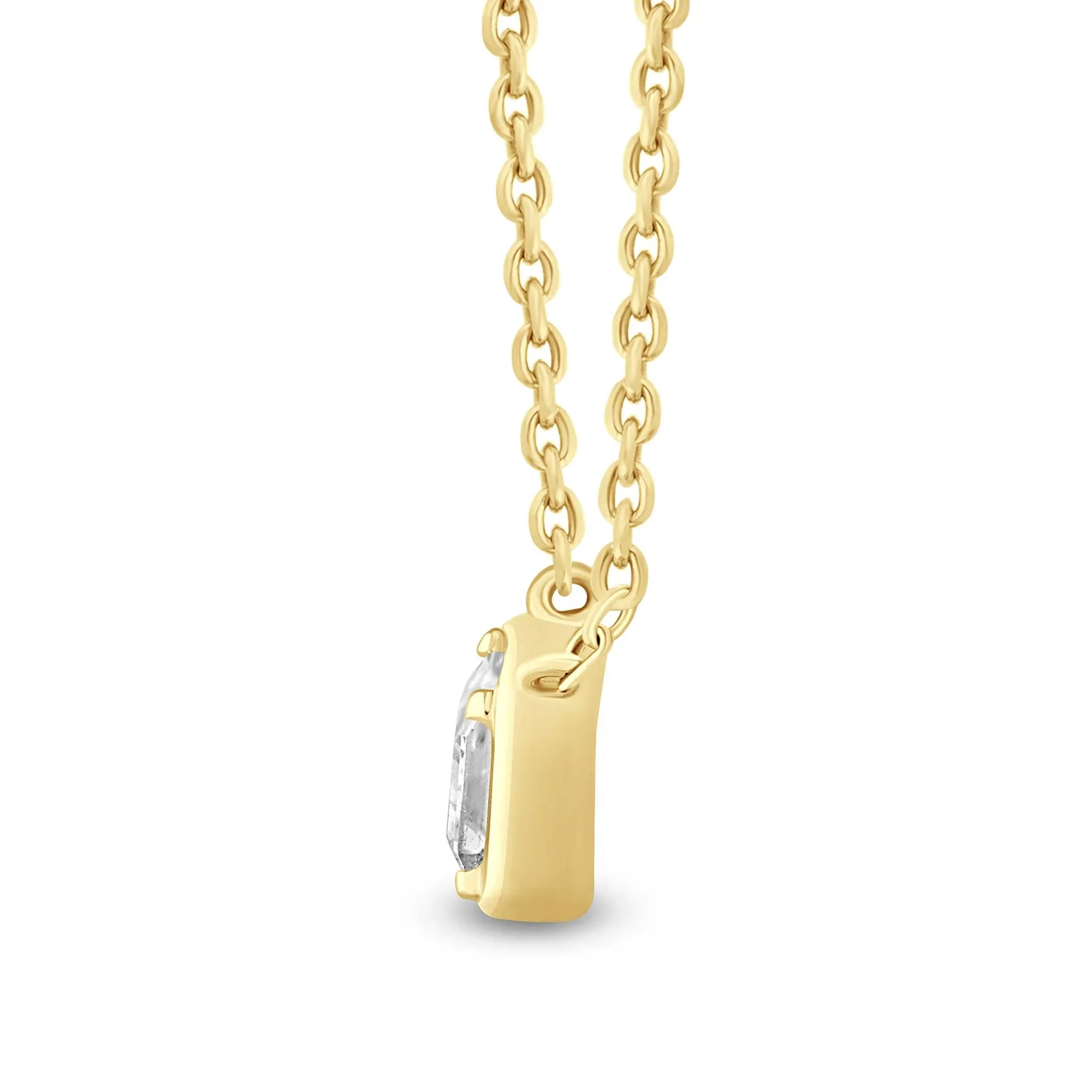 1/3 CT. Tw. Lab Grown Diamond Emerald-Cut Bezel Pendant Necklace 14K Yellow Gold Size 18" - Image 2