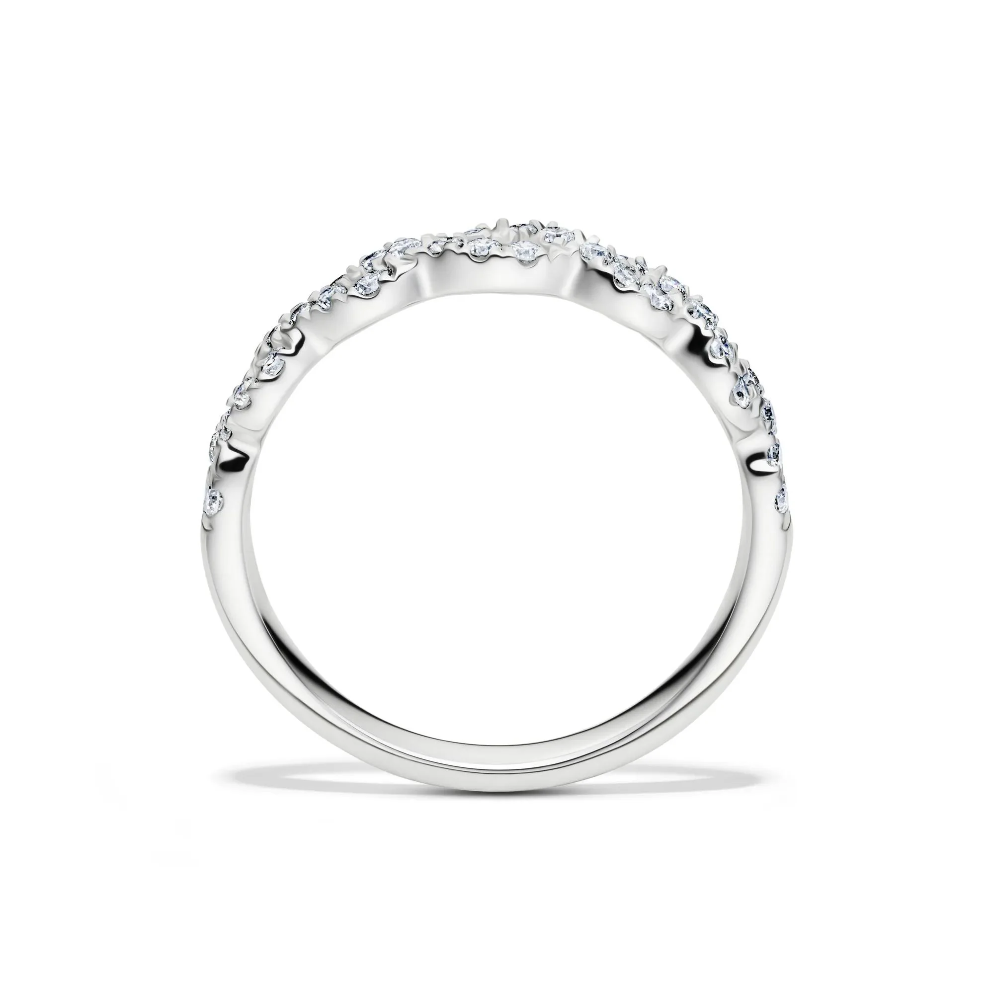 1/3 CT. Tw. Lab Grown Diamond Twist Band Ring 10K White Gold Round Brilliant Cut Size 6 2mm - Image 2