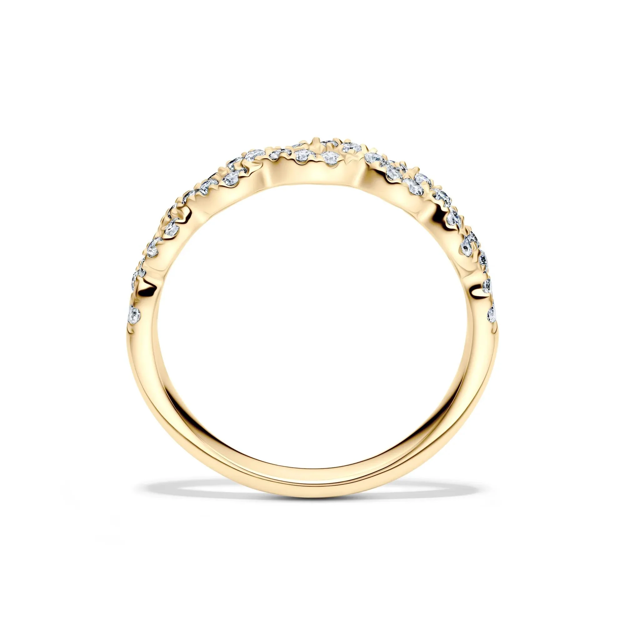 1/3 CT. Tw. Lab Grown Diamond Twist Band Ring 10K Yellow Gold Round Brilliant Cut Size 6 2mm - Image 2