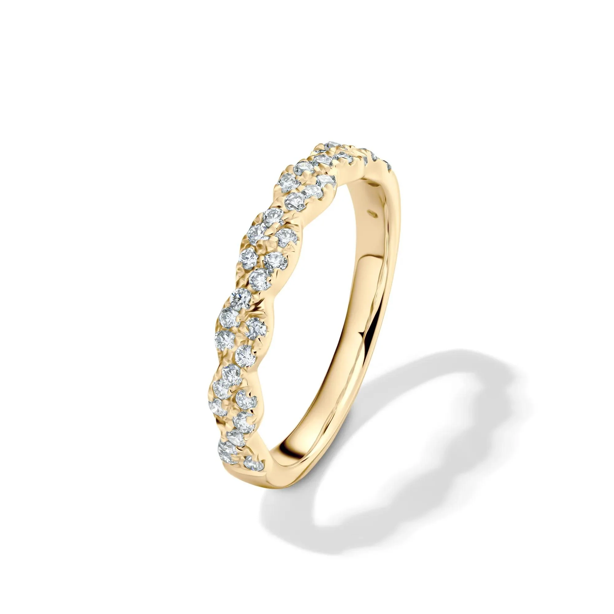 1/3 CT. Tw. Lab Grown Diamond Twist Band Ring 10K Yellow Gold Round Brilliant Cut Size 6.5 2mm - Image 4