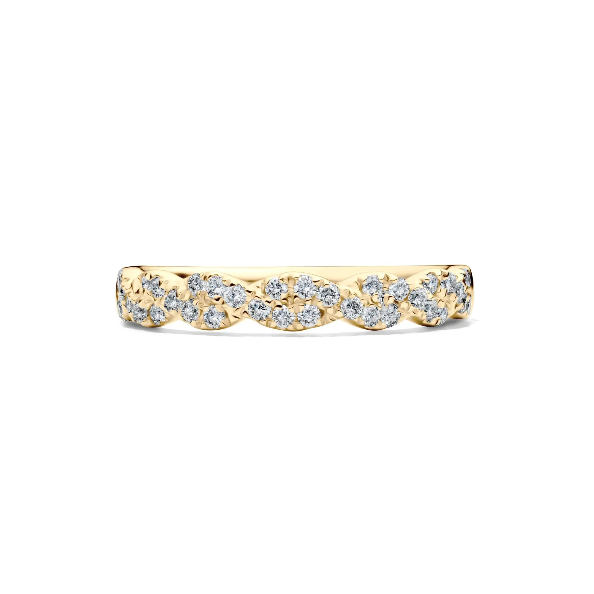 1/3 CT. Tw. Lab Grown Diamond Twist Band Ring 10K Yellow Gold Round Brilliant Cut Size 7 2mm