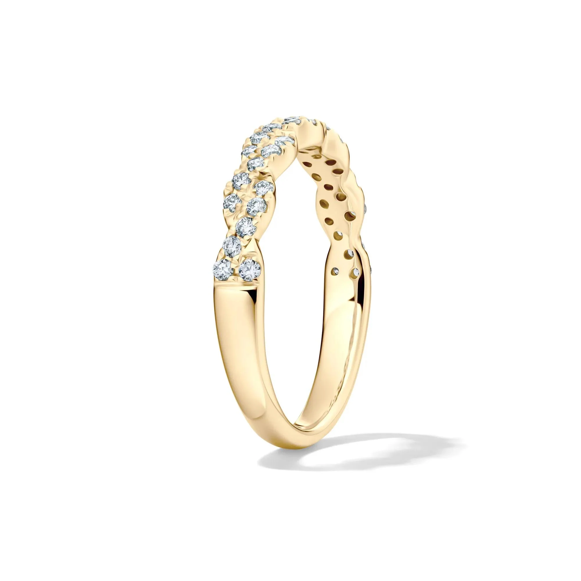 1/3 CT. Tw. Lab Grown Diamond Twist Band Ring 10K Yellow Gold Round Brilliant Cut Size 7 2mm - Image 3