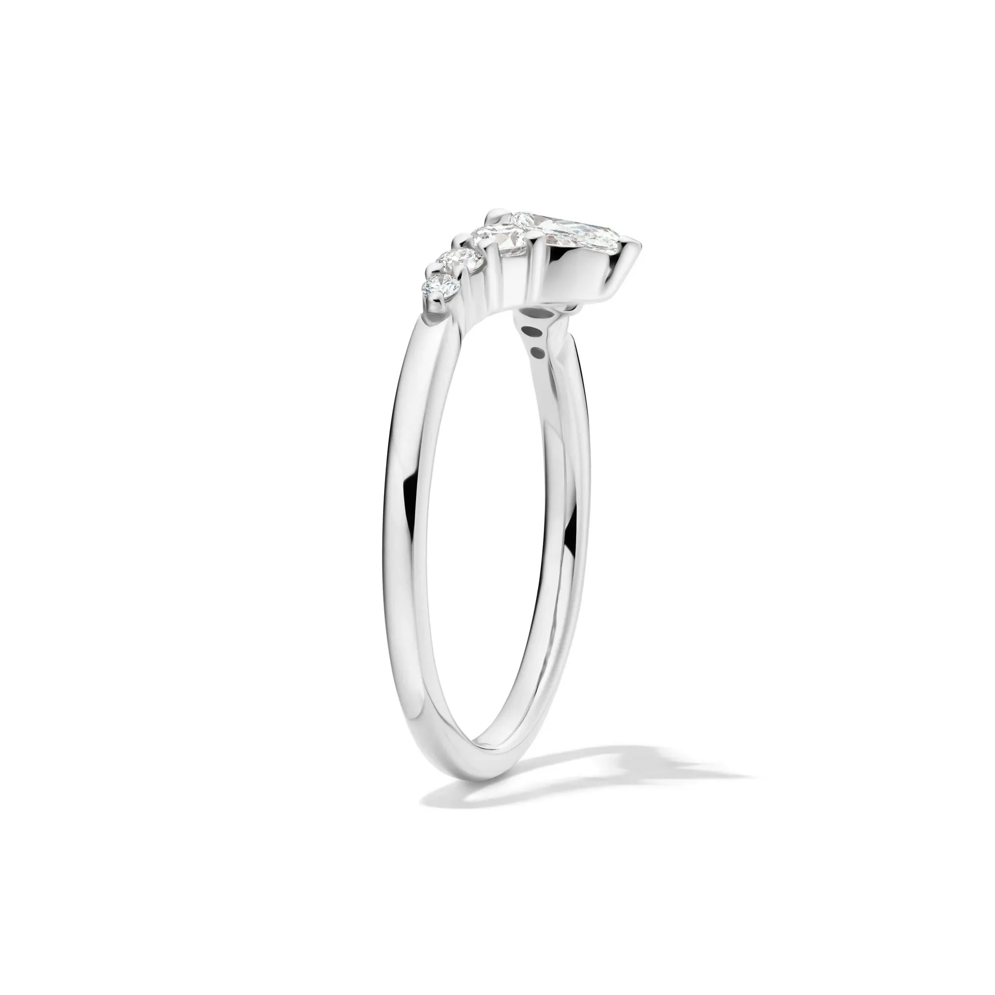 1/2 CT. Tw. Lab Grown Diamond Chevron Contour Band Ring 14K White Gold Round Brilliant Cut Size 6.5 - Image 3