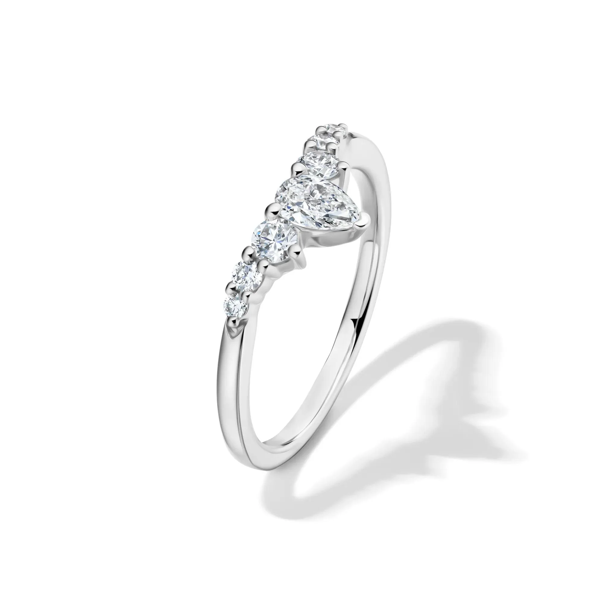 1/2 CT. Tw. Lab Grown Diamond Chevron Contour Band Ring 14K White Gold Round Brilliant Cut Size 8.5 - Image 4