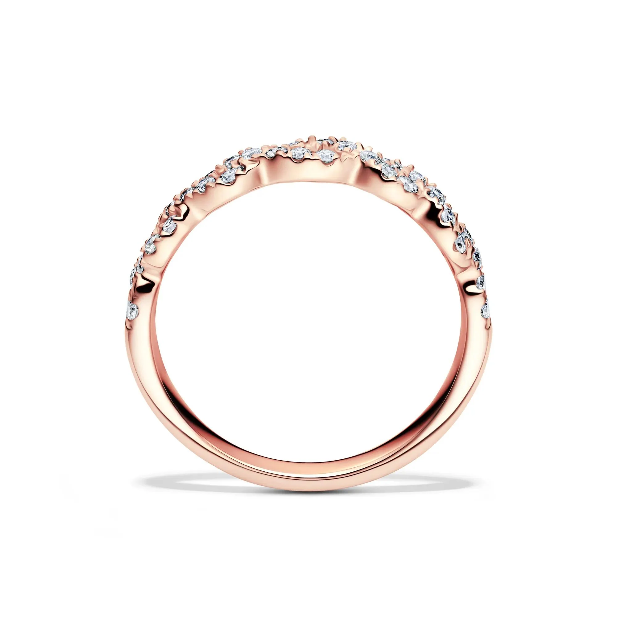 1/3 CT. Tw. Lab Grown Diamond Twist Band Ring 10K Rose Gold Round Brilliant Cut Size 5.5 2mm - Image 2